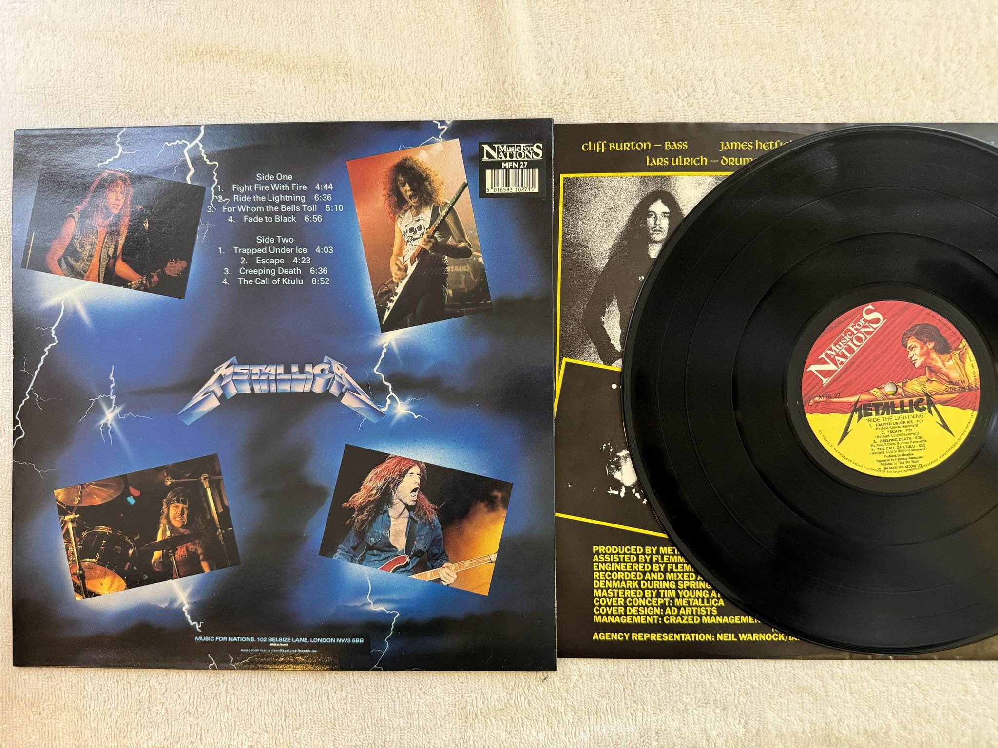 Omslagsbild för skivan METALLICA ride the lightning LP -84 MUSIC FOR NATIONS MFN 27