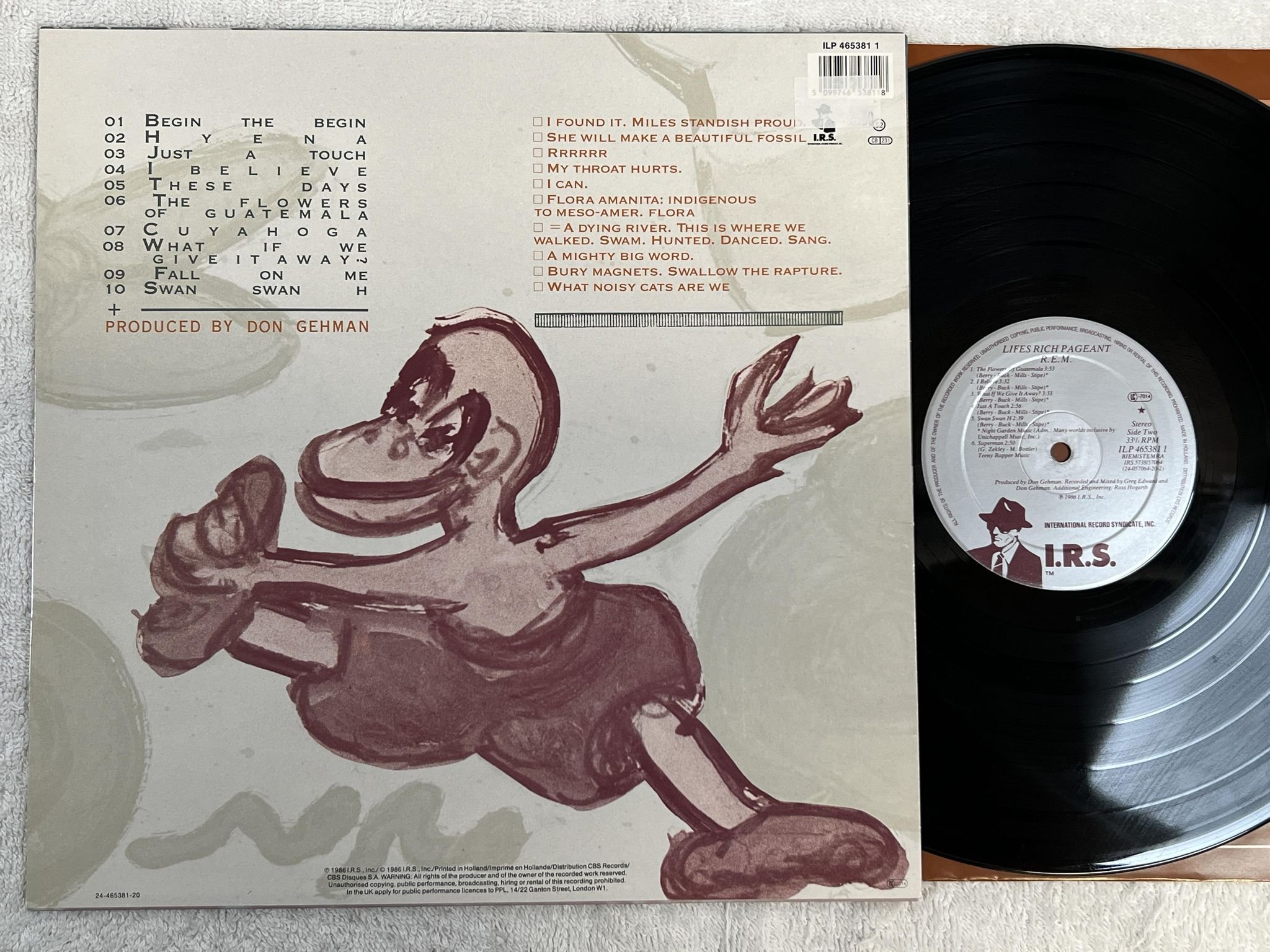 Omslagsbild för skivan R.E.M. lifes rich pageant LP -86 Hol I.R.S. ILP 4653811