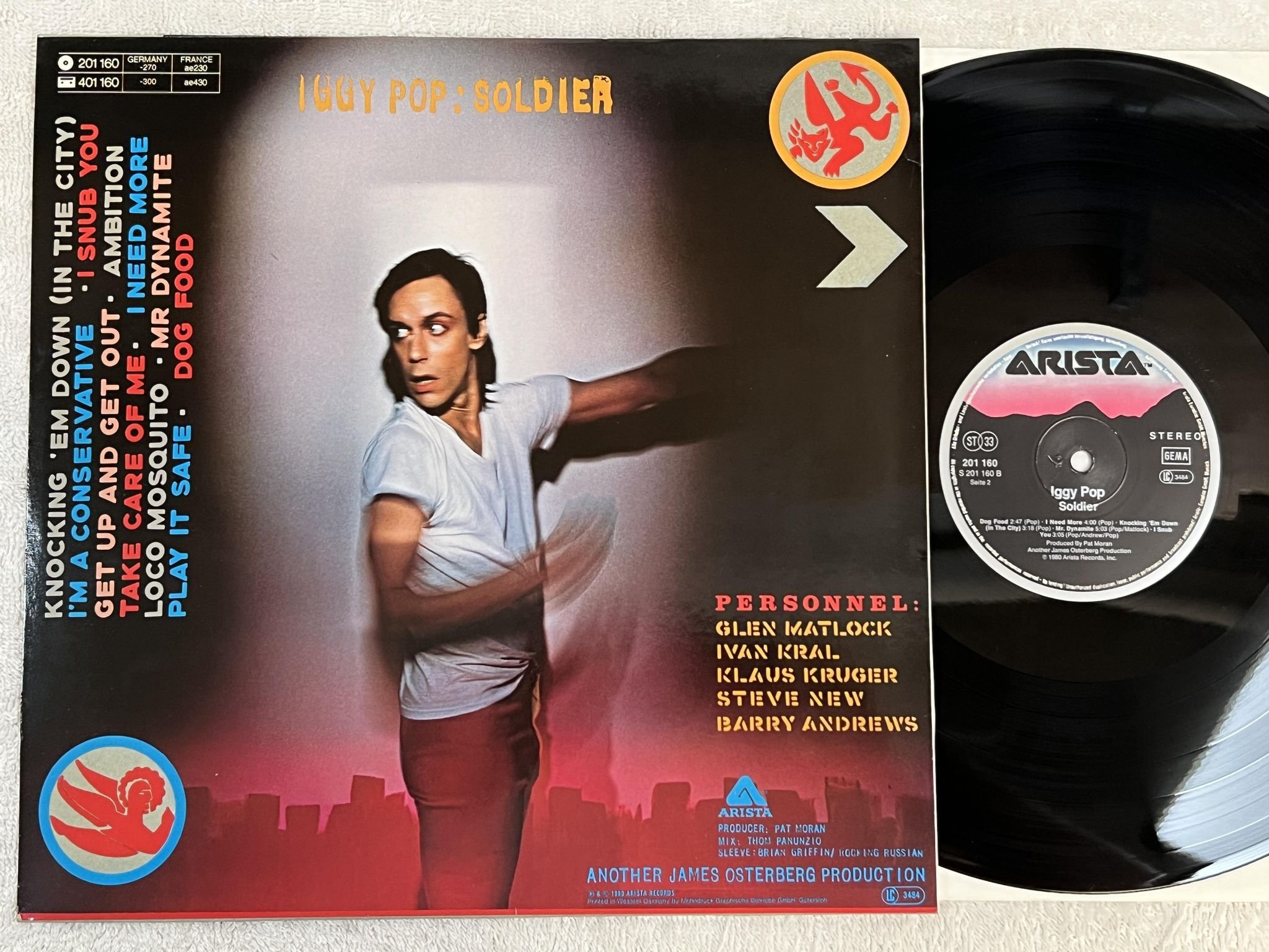Omslagsbild för skivan IGGY POP soldier LP -80 Ger ARISTA 201160