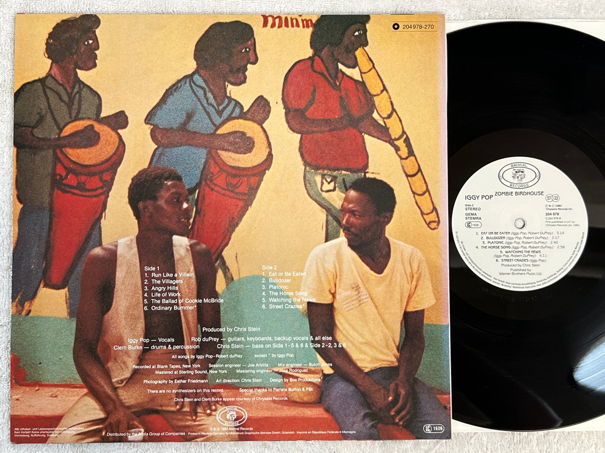 Omslagsbild för skivan IGGY POP zombie birdhouse LP -82 Hol ANIMAL RECORDS 204 978