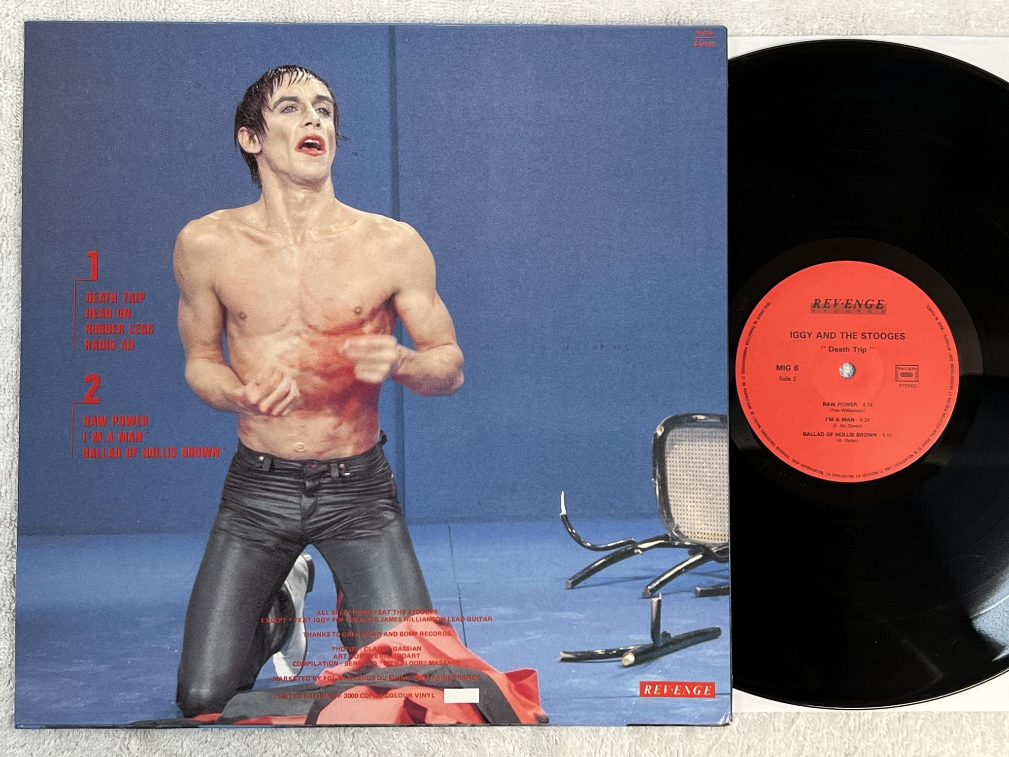 Omslagsbild för skivan IGGY AND THE STOOGES Death Trip LP -88 Fra REVENGE MIG 6