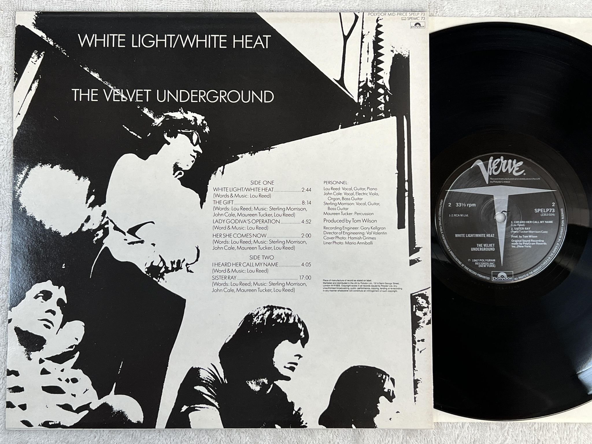 Omslagsbild för skivan THE VELVET UNDERGROUND white light / white heat LP re VERVE SPELP73