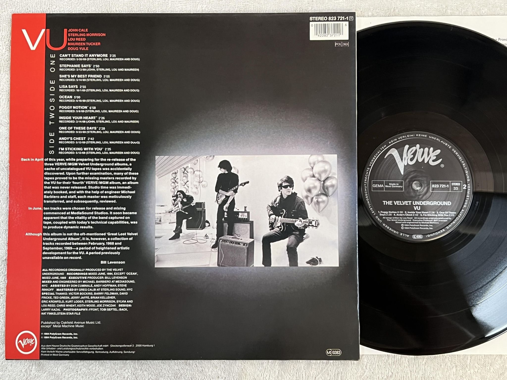 Omslagsbild för skivan THE VELVET UNDERGROUND vu LP re Ger VERVE 823 721-1