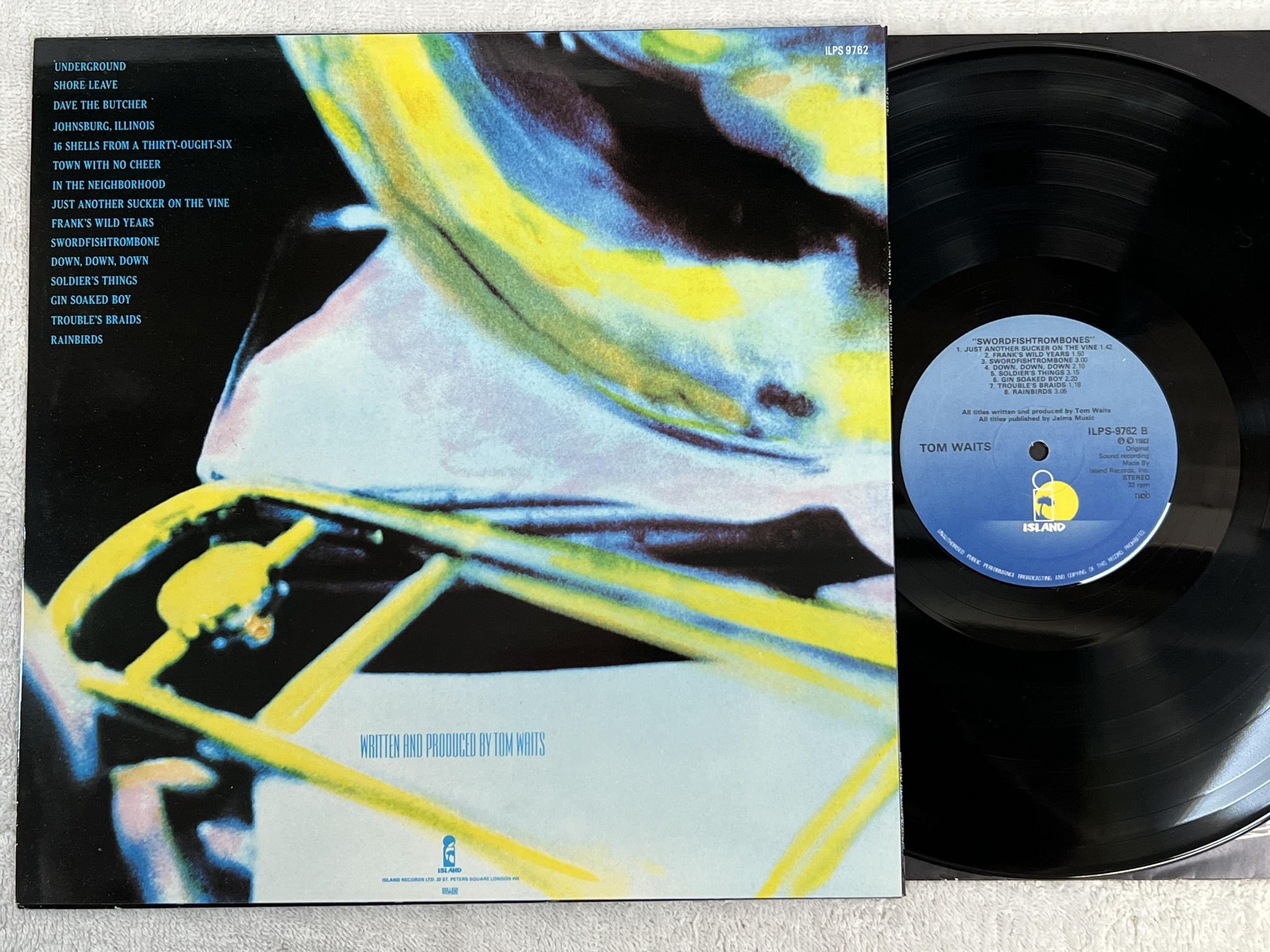Omslagsbild för skivan TOM WAITS swordfishtrombones LP -83 ncb ISLAND ILPS 9762