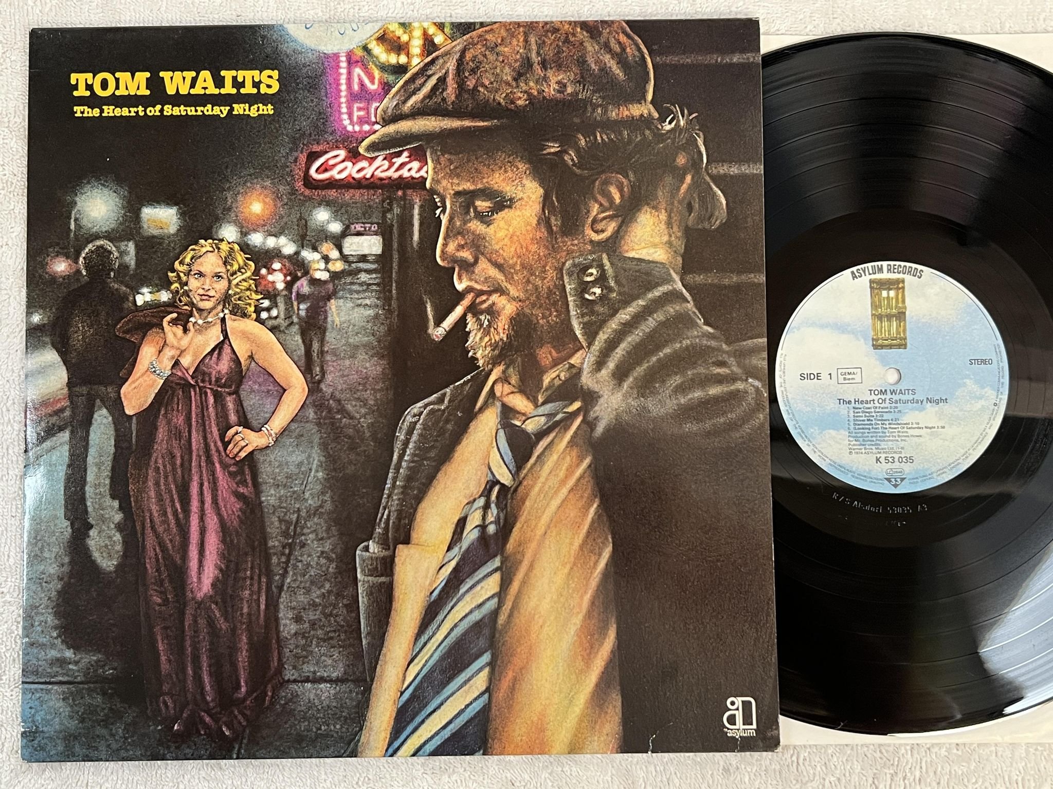 Omslagsbild för skivan TOM WAITS the heart of saturday night LP re ASYLUM K 53 035