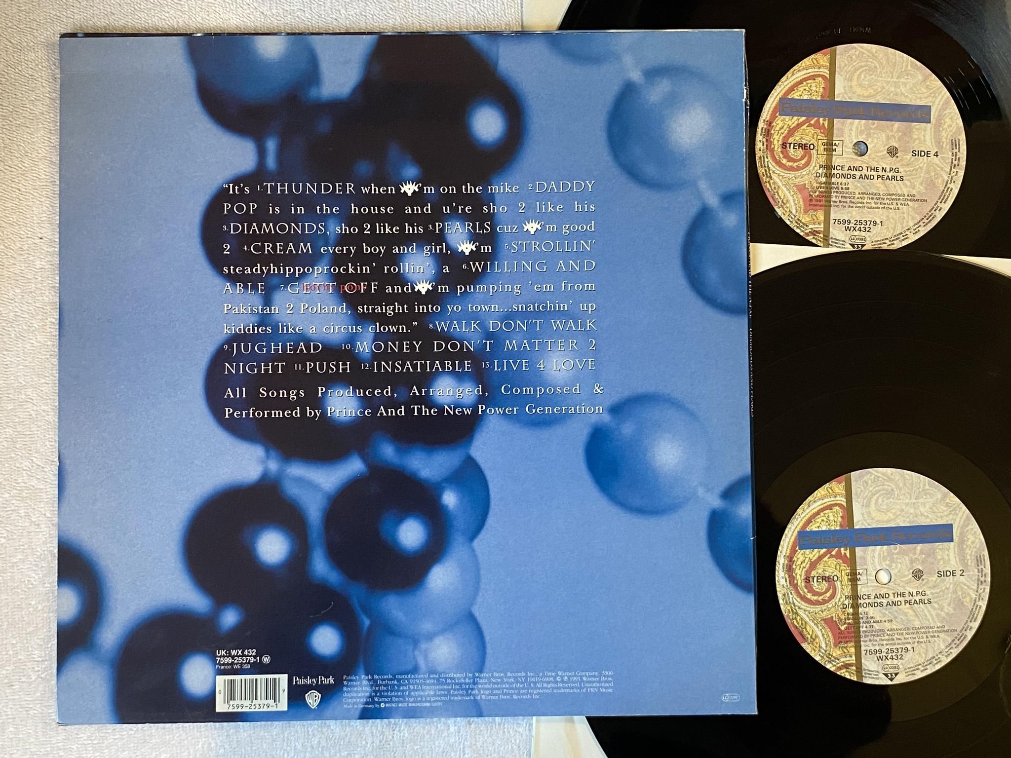 Omslagsbild för skivan PRINCE & THE NEW POWER GENERATION diamonds and pearls 2xLP -91 WARNER