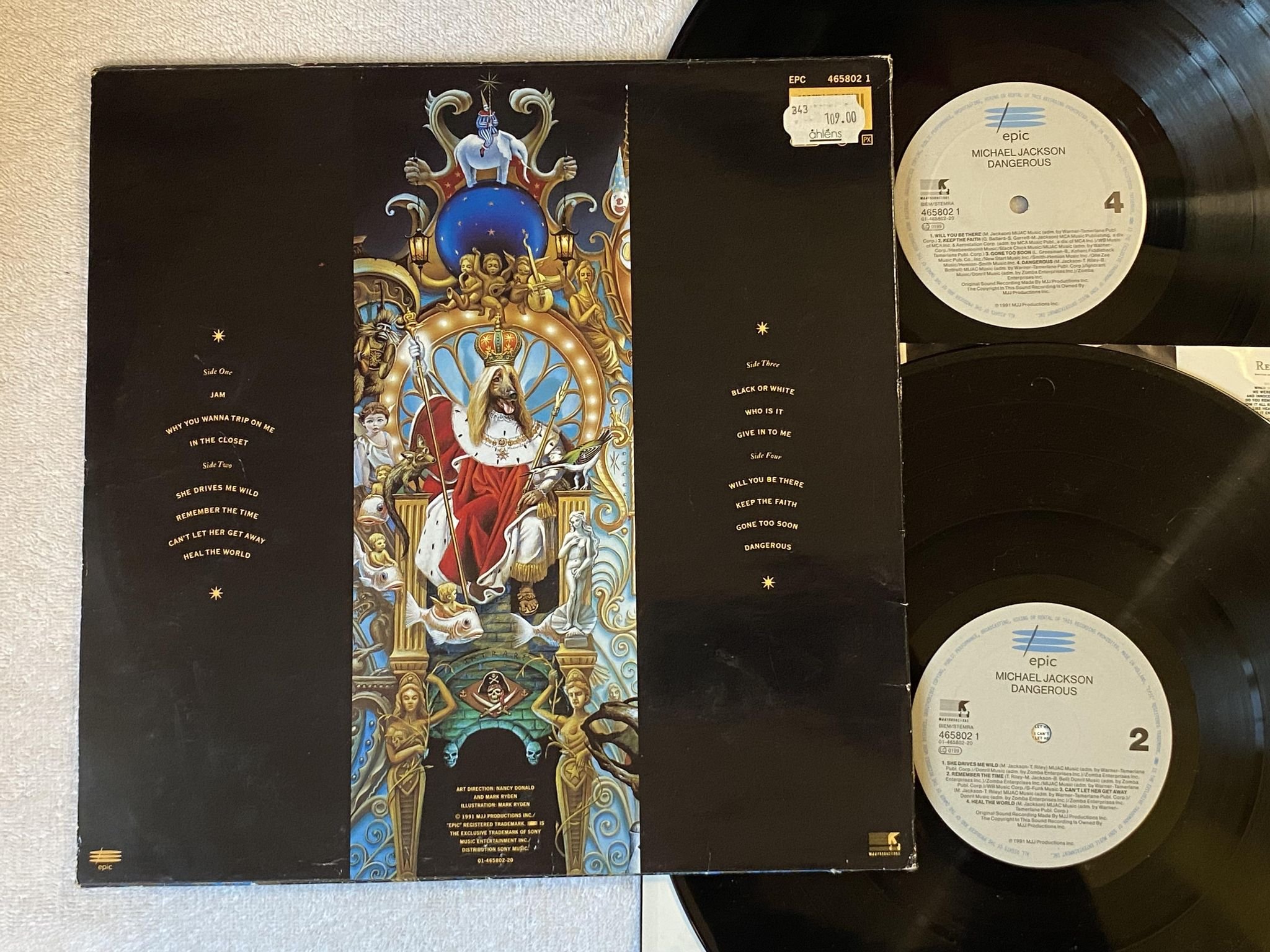 Omslagsbild för skivan MICHAEL JACKSON dangerous 2xLP -91 EPIC 4658021