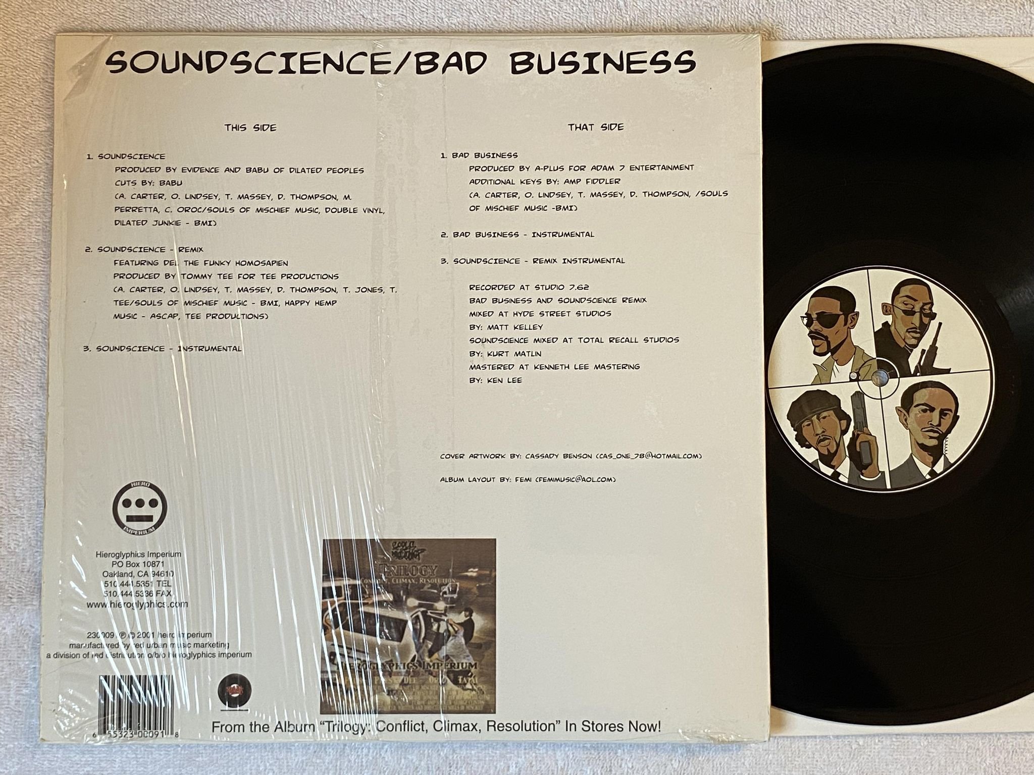 Omslagsbild för skivan SOULS OF MISCHIEF soundscience 12" 2001 US HIERO IMPERIUM 2300091