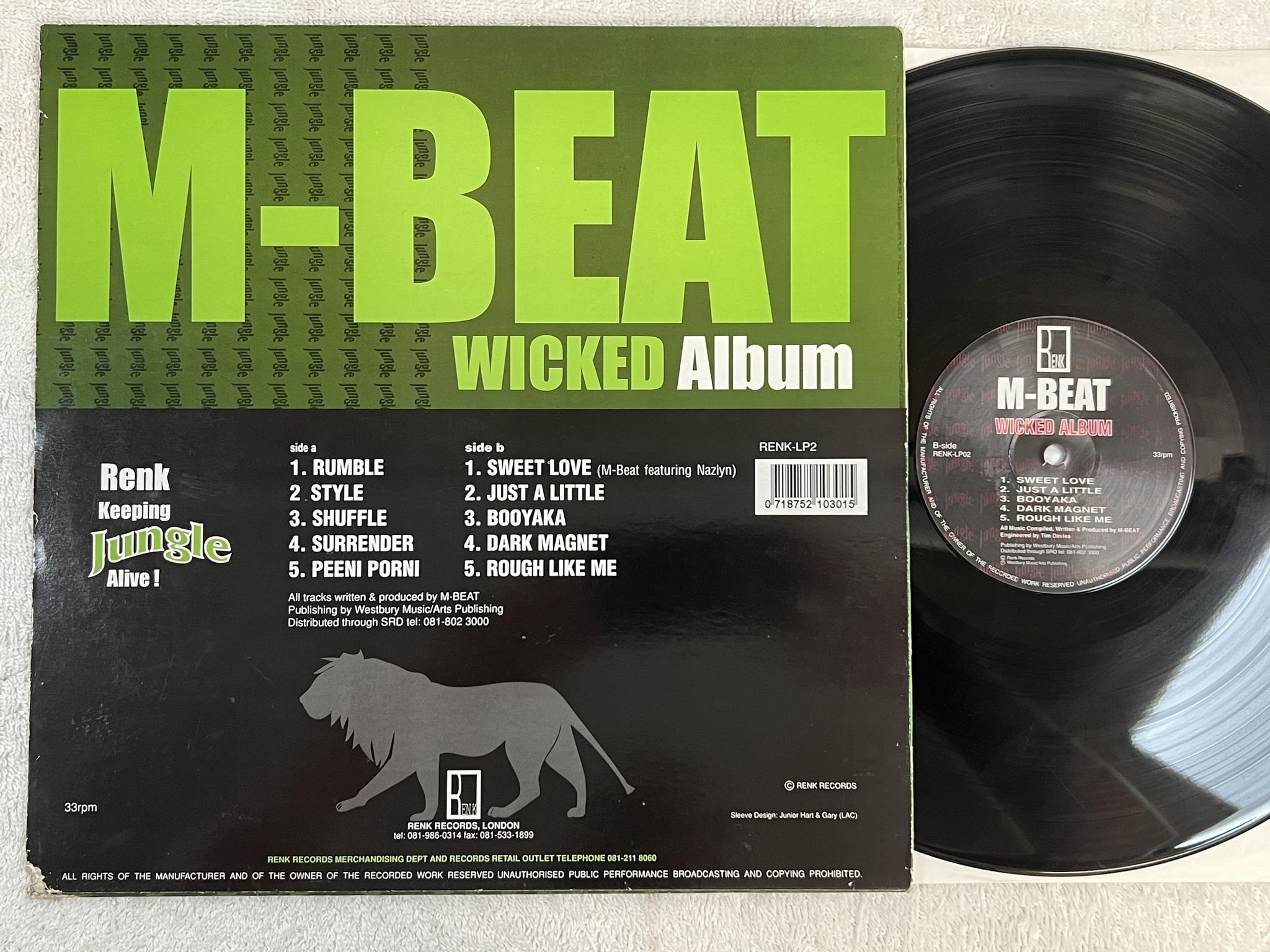 Omslagsbild för skivan M-BEAT wicked album LP -94 UK renk lp02 *** MASSIVE JUNGLE ***