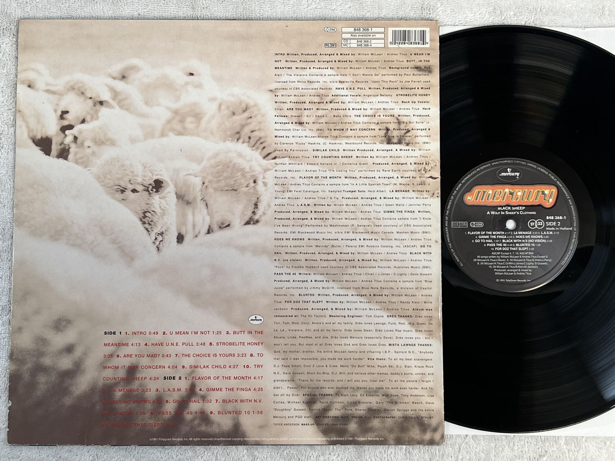 Omslagsbild för skivan BLACK SHEEP a wolf in sheep's clothing LP -91 Hol MERCURY 848 368-1