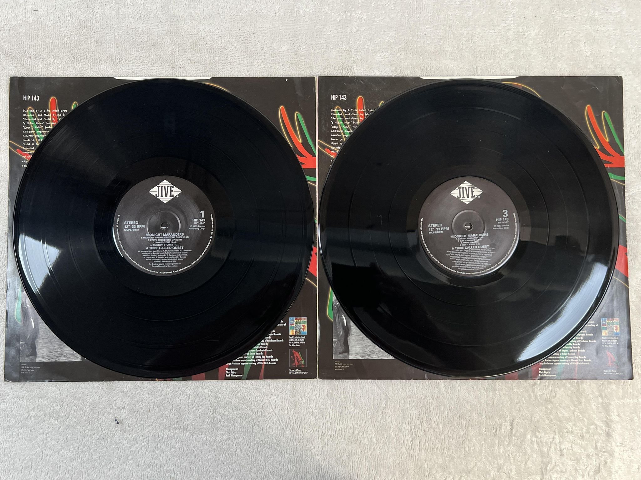Omslagsbild för skivan A TRIBE CALLED QUEST midnight marauders 2xLP -93 JIVE HIP 143 *** rare ***