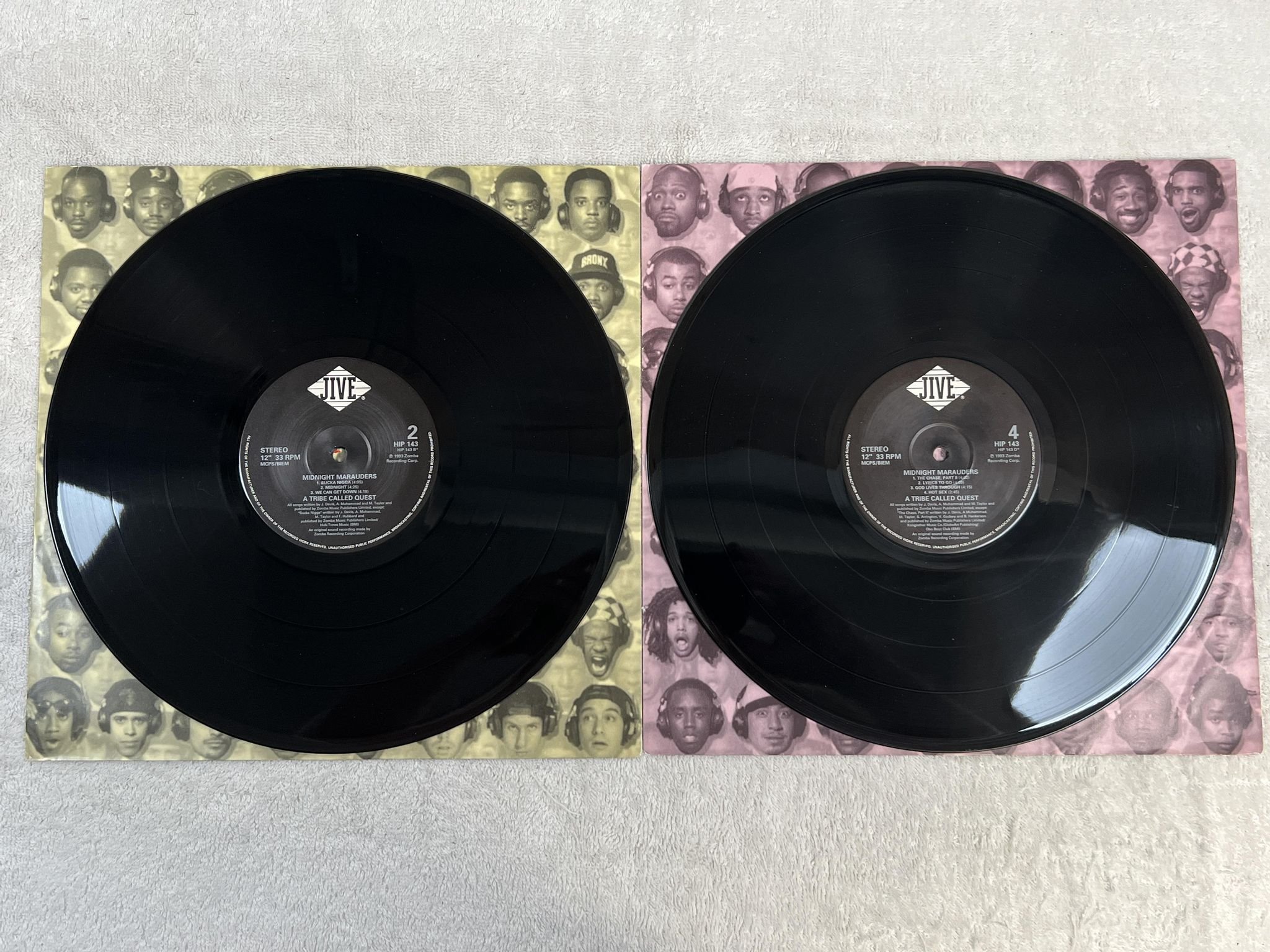 Omslagsbild för skivan A TRIBE CALLED QUEST midnight marauders 2xLP -93 JIVE HIP 143 *** rare ***