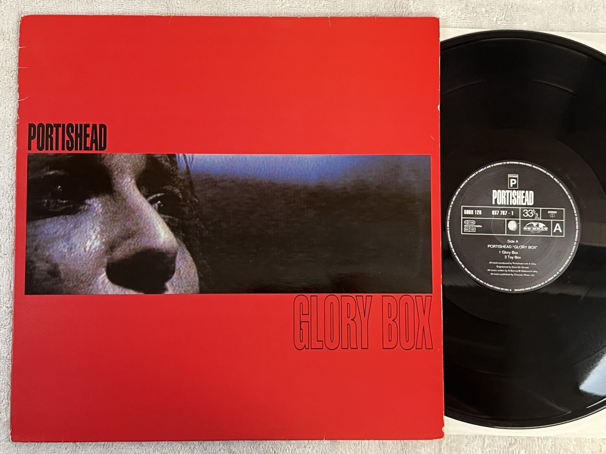 Omslagsbild för skivan PORTISHEAD glory box 12" -94 GO" DISCS 857 767 - 1 *** RARE TRIP HOP ***