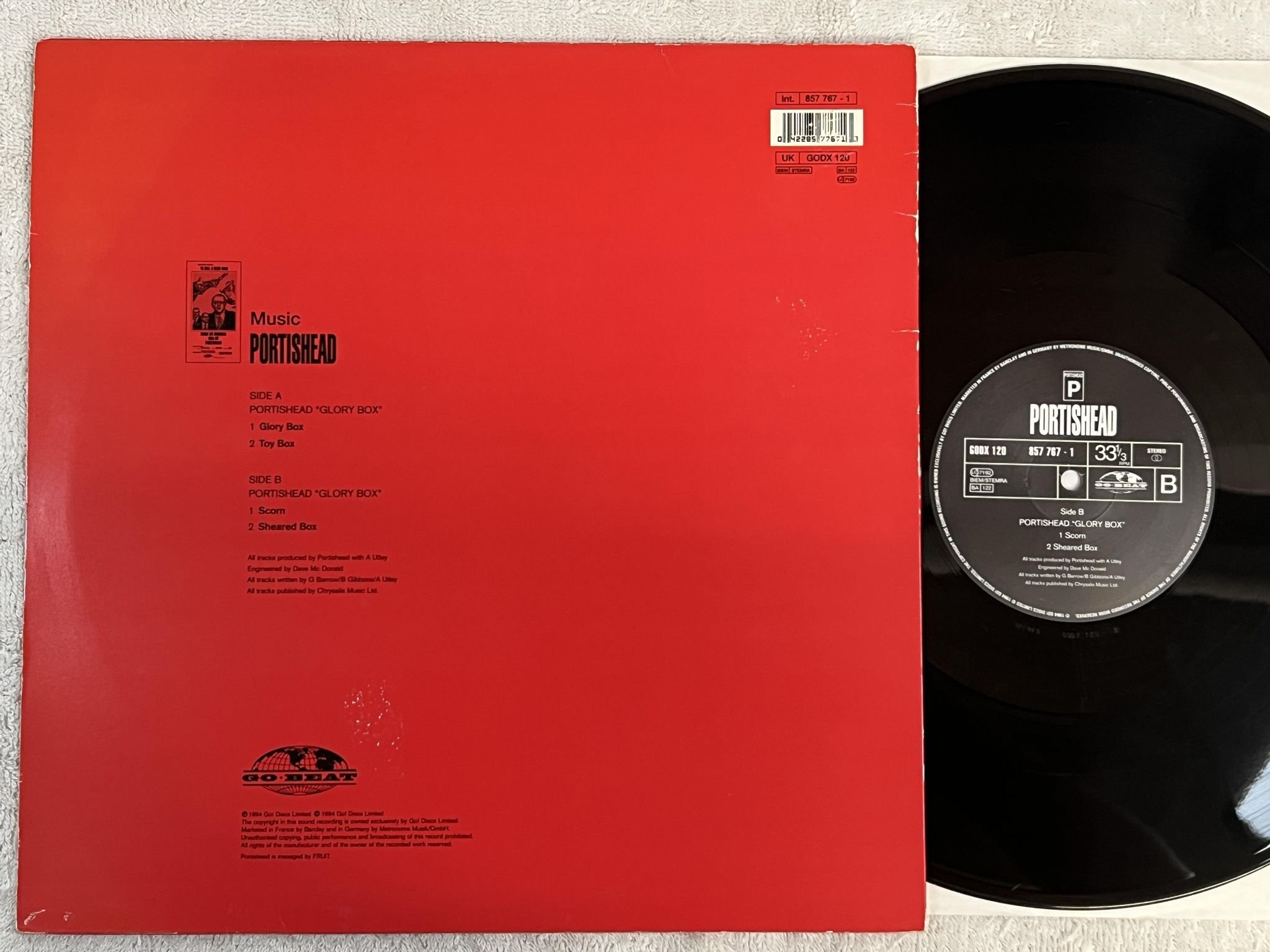 Omslagsbild för skivan PORTISHEAD glory box 12" -94 GO" DISCS 857 767 - 1 *** RARE TRIP HOP ***