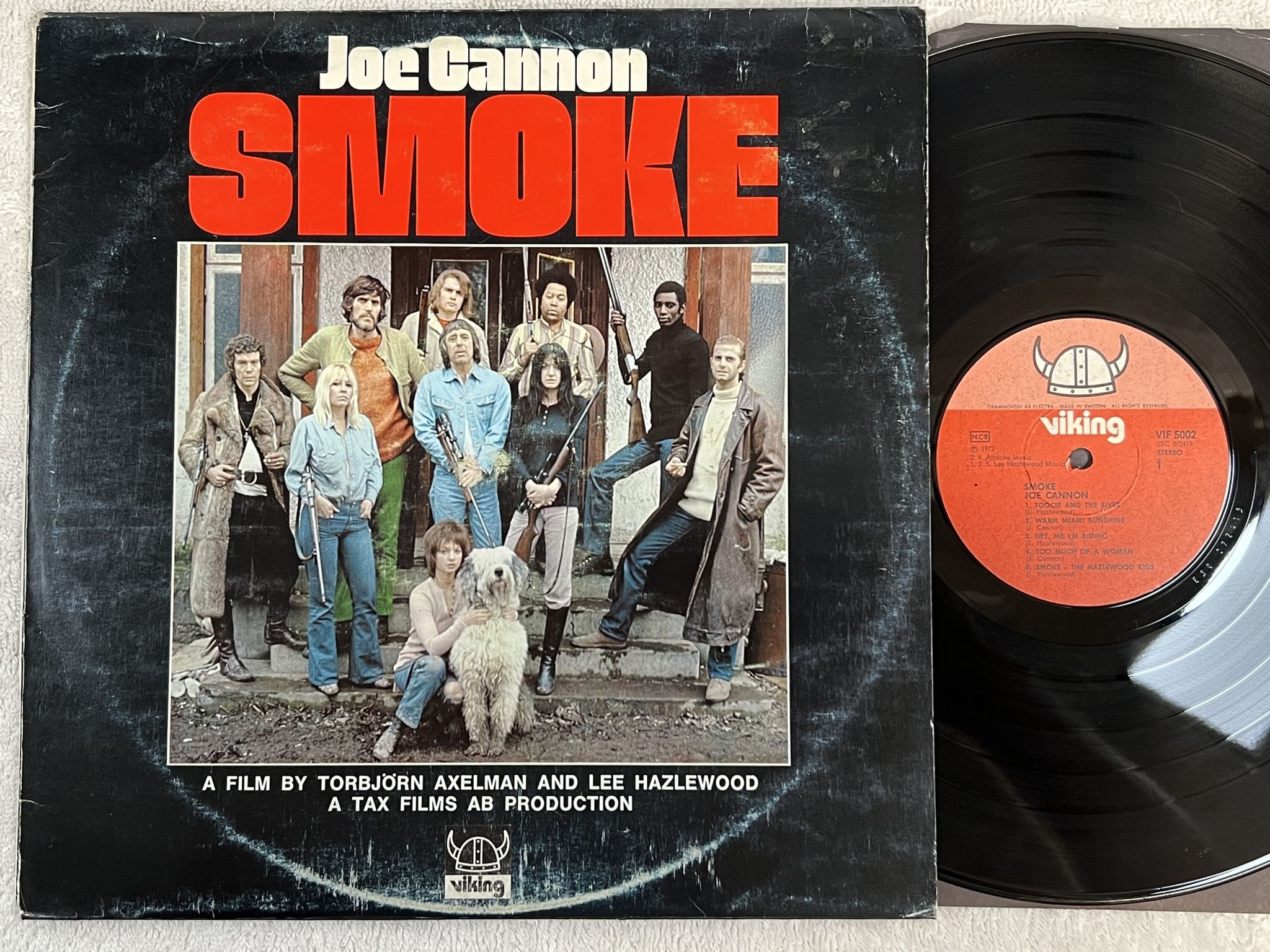 Omslagsbild för skivan JOE CANNON smoke LP A Film By Torbjörn Axelman And Lee Hazlewood * SOUNDTRACK *