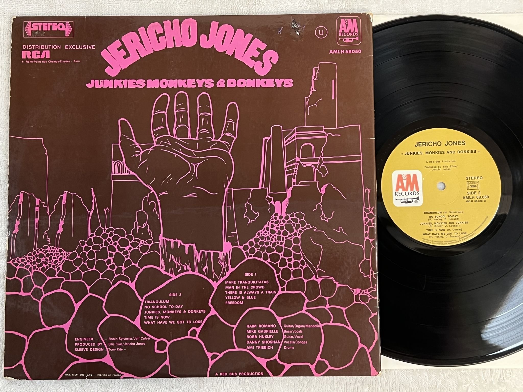 Omslagsbild för skivan JERICHO JONES Junkies Monkeys & Donkeys LP -71 Fra A&M AMKH 68050