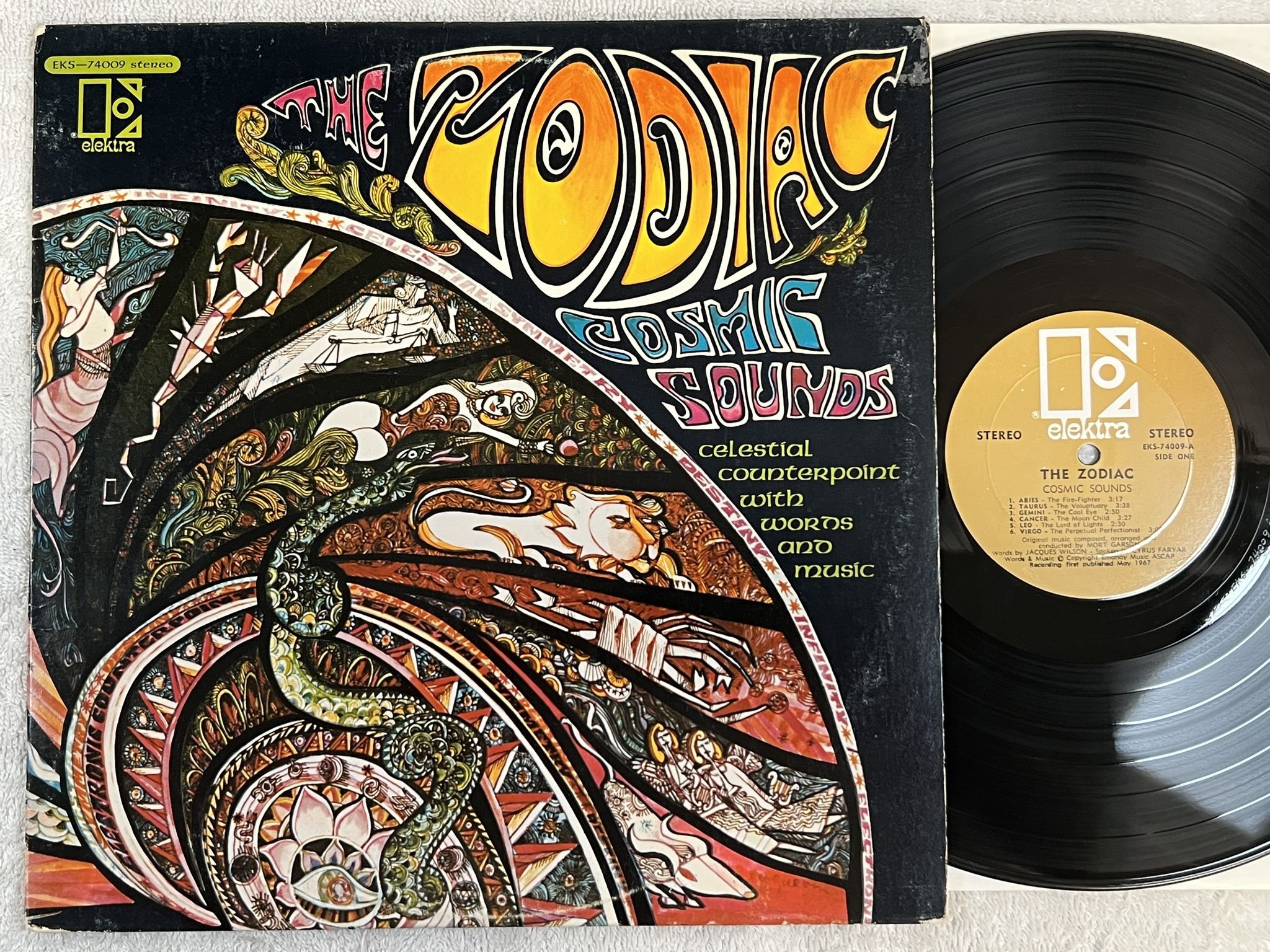 Omslagsbild för skivan THE ZODIAC cosmic sounds LP -67 US ELEKTRA EKS-74009 *** PSYCH ***
