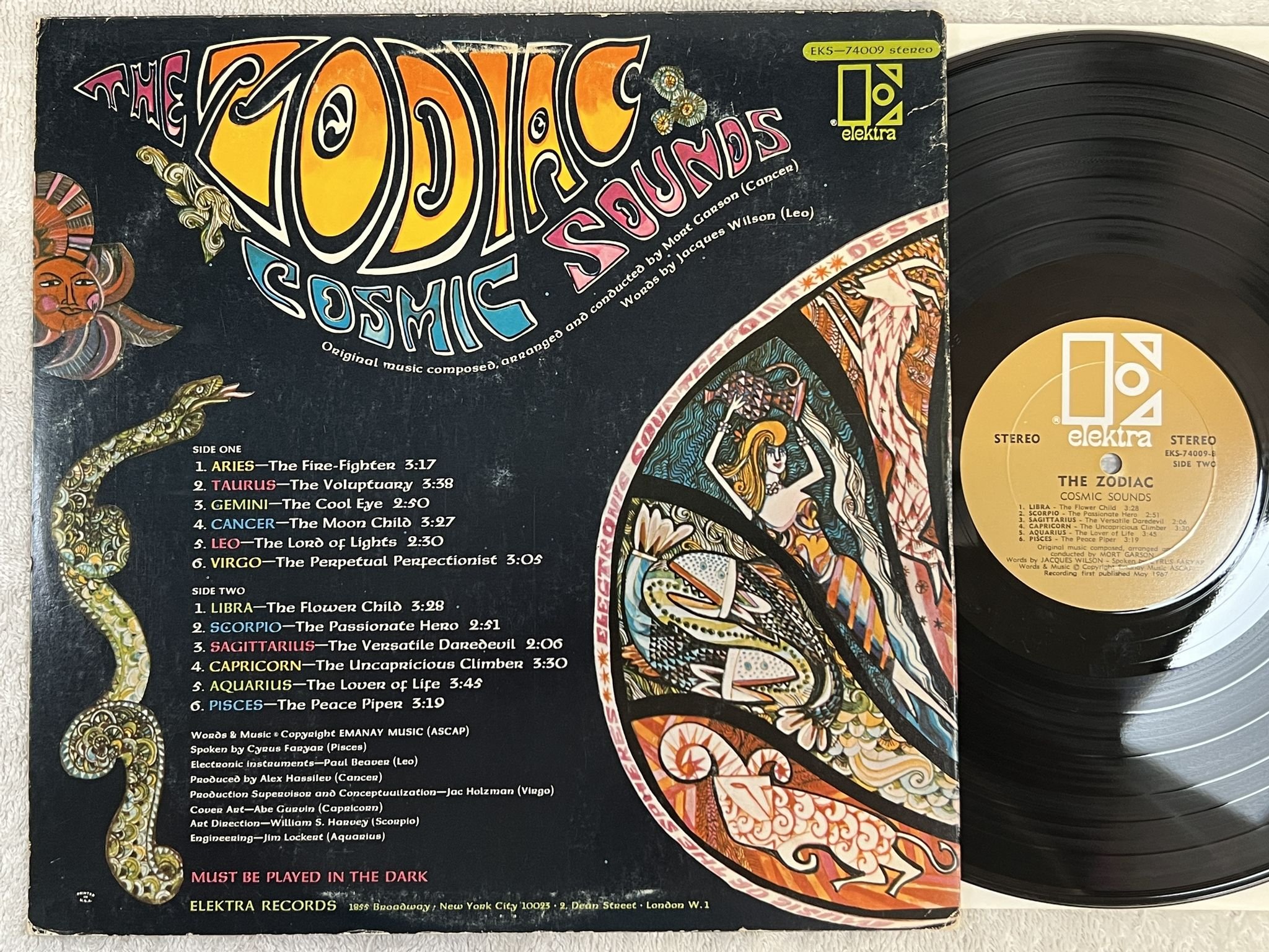Omslagsbild för skivan THE ZODIAC cosmic sounds LP -67 US ELEKTRA EKS-74009 *** PSYCH ***