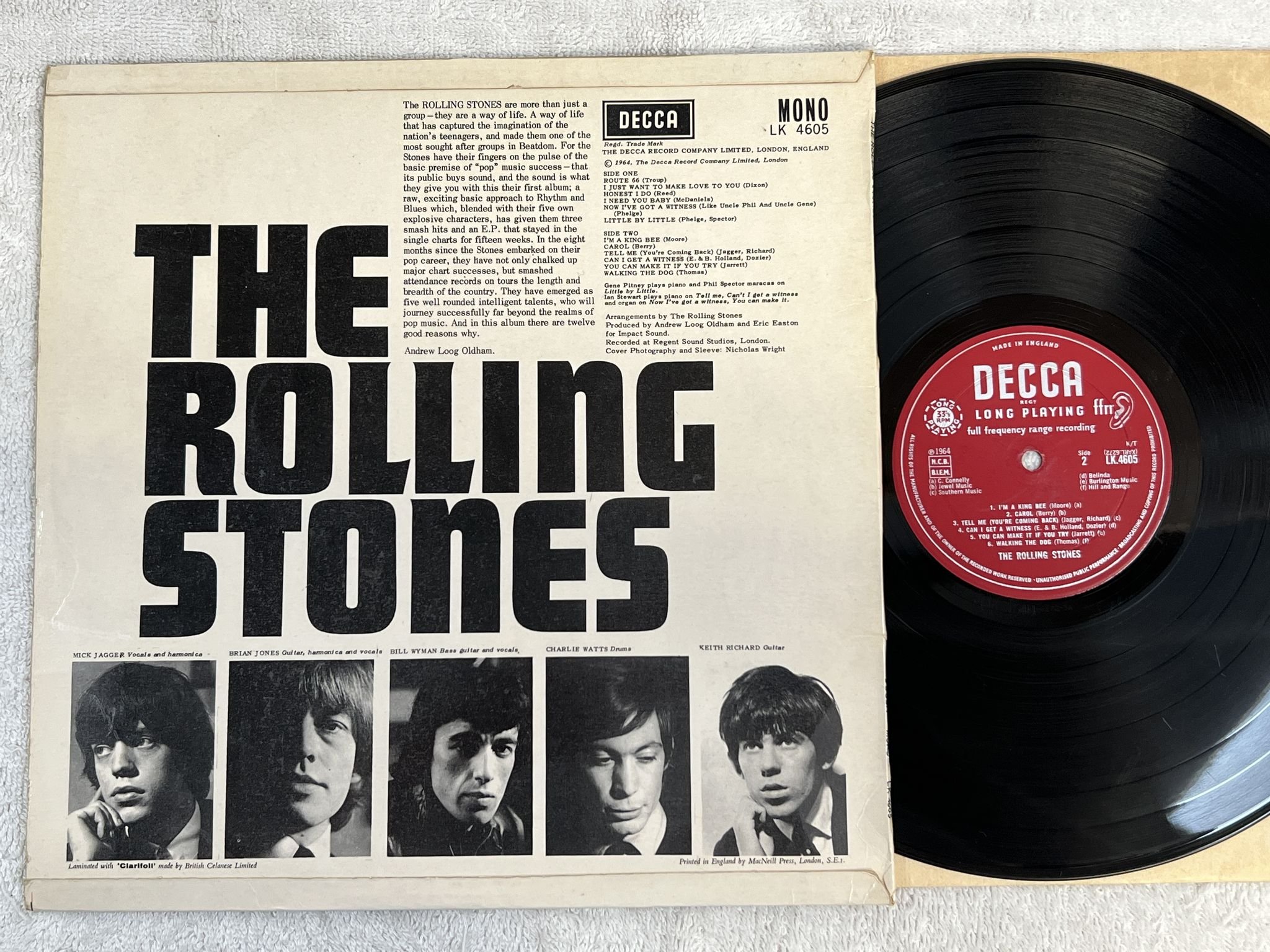 Omslagsbild för skivan ROLLING STONES s/t LP -64 UK DECCA LK 4605