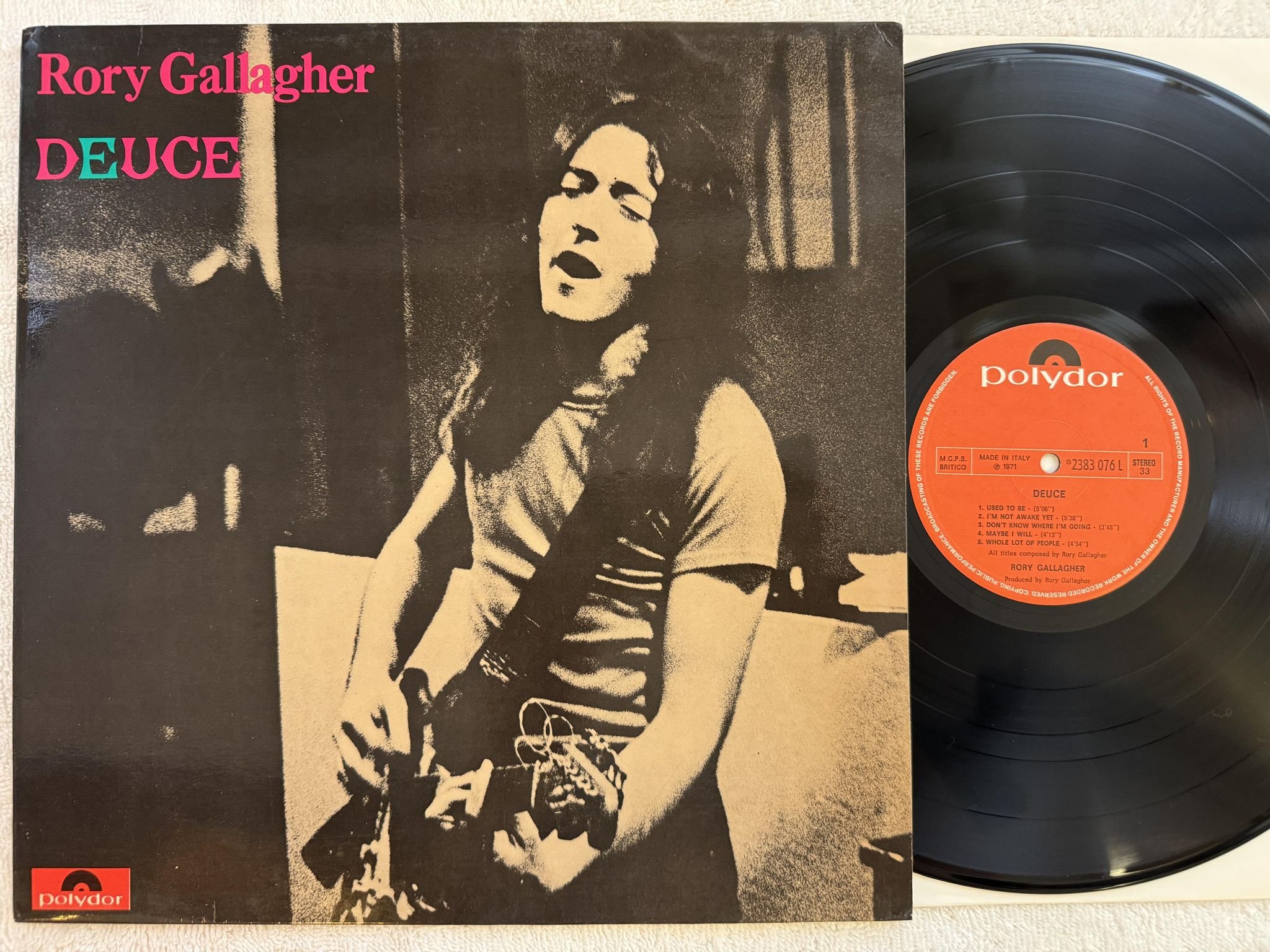 Omslagsbild för skivan RORY GALLAGHER deuce LP Ita POLYDOR 2383 076 L