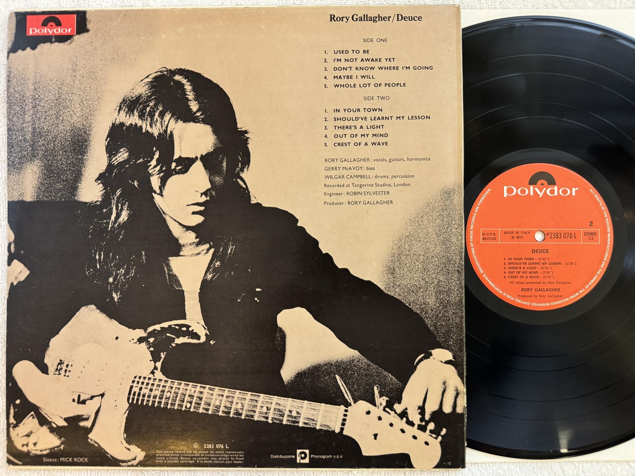 Omslagsbild för skivan RORY GALLAGHER deuce LP Ita POLYDOR 2383 076 L