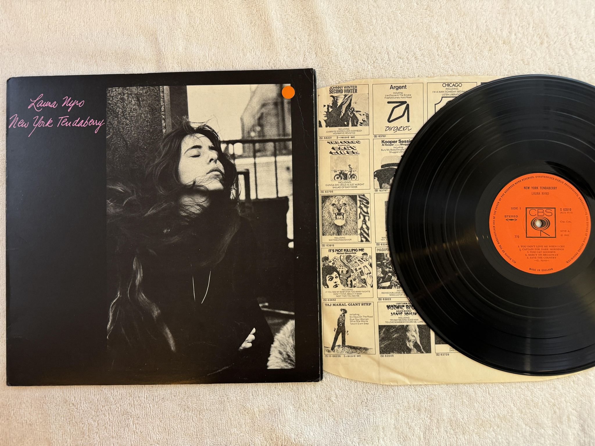Omslagsbild för skivan LAURA NYRO New York Tendaberry LP -69 UK CBS S 63510