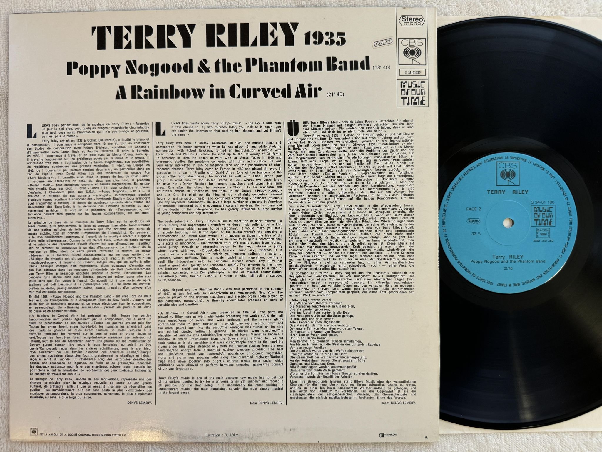 Omslagsbild för skivan TERRY RILEY A Rainbow In Curved Air LP re Fra S 3461180