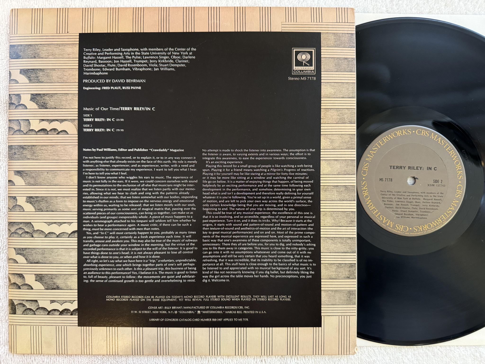 Omslagsbild för skivan TERRY RILEY in C LP re US CBS MS 7178