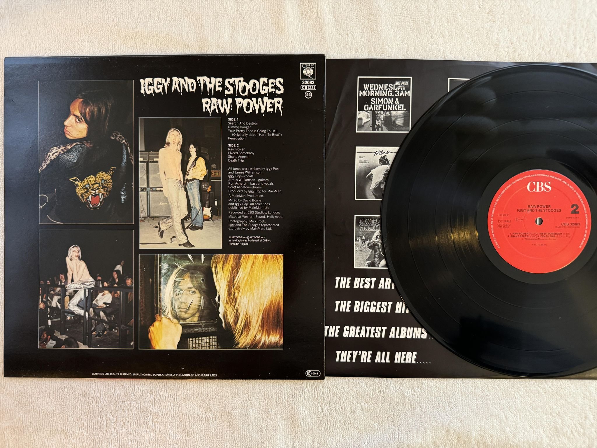 Omslagsbild för skivan IGGY AND THE STOOGES raw power LP re Hol CBS 32083