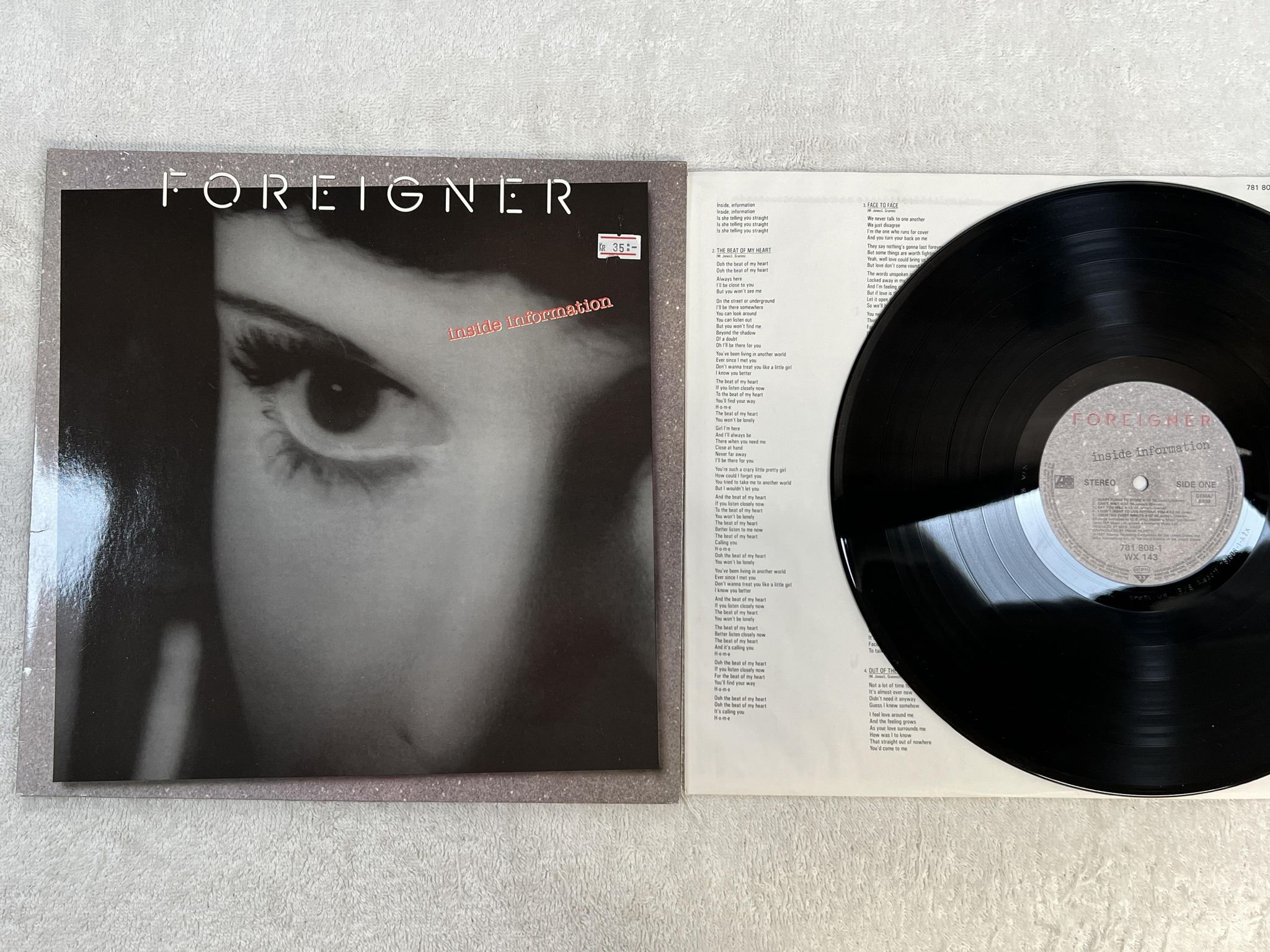 Omslagsbild för skivan FOREIGNER inside information LP -87 Ger ATLANTIC 781 808-1