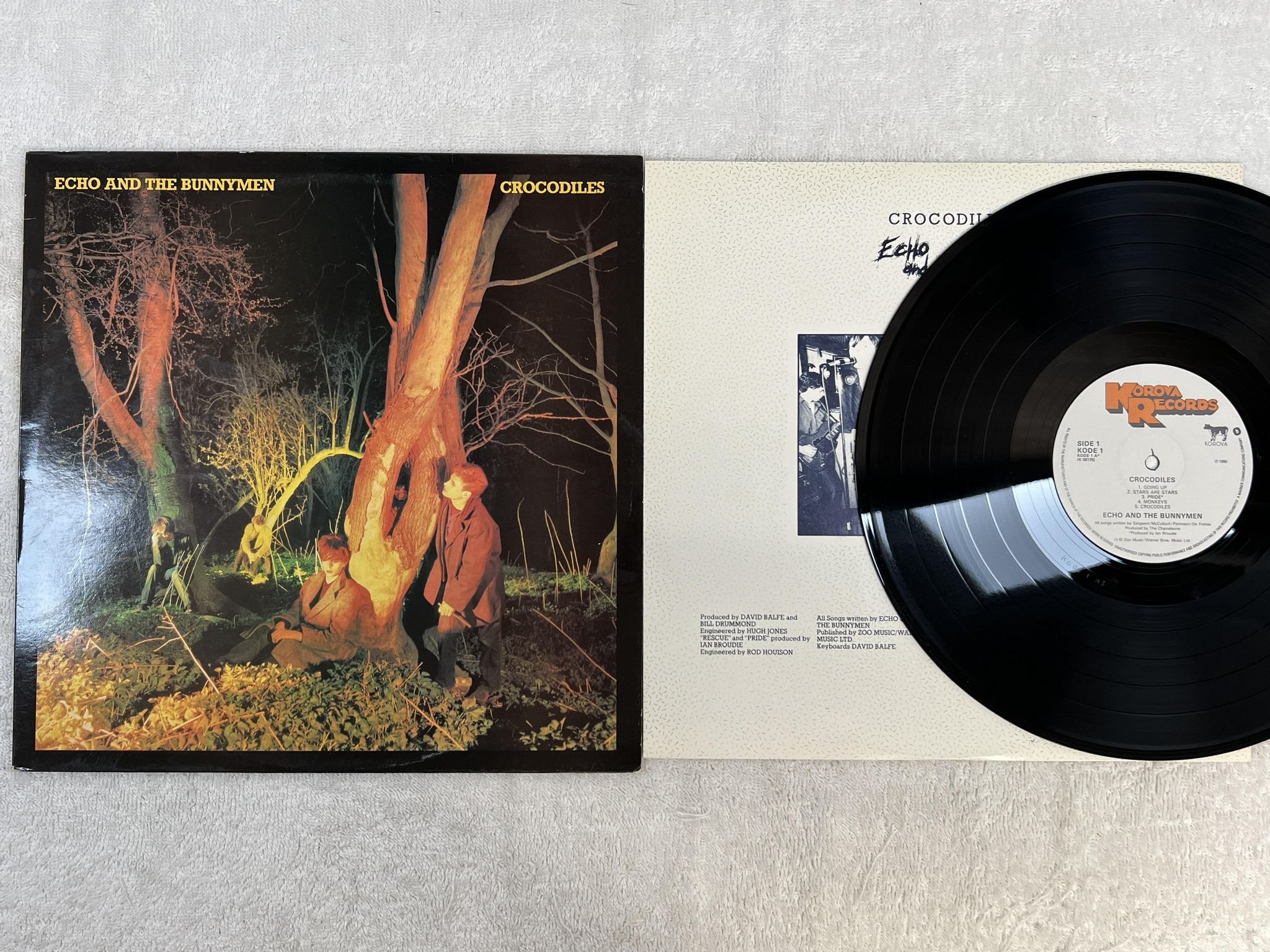 Omslagsbild för skivan ECHO AND THE BUNNYMEN crocodiles LP -80 UK KOROVA KODE 1
