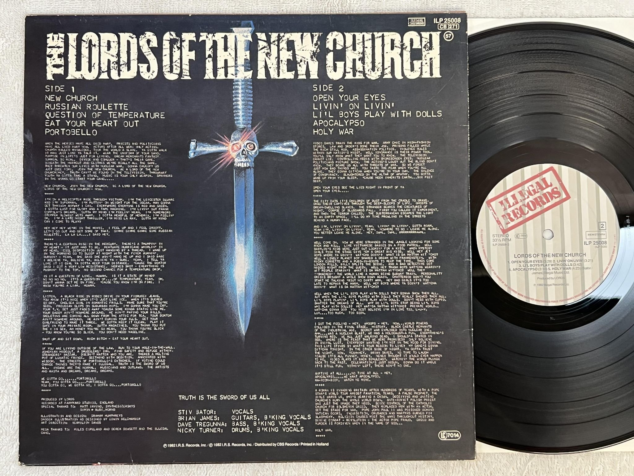 Omslagsbild för skivan LORDS OF THE NEW CHURCH s/t LP -82 Hol ILLEGAL RECORDS ILP 25008