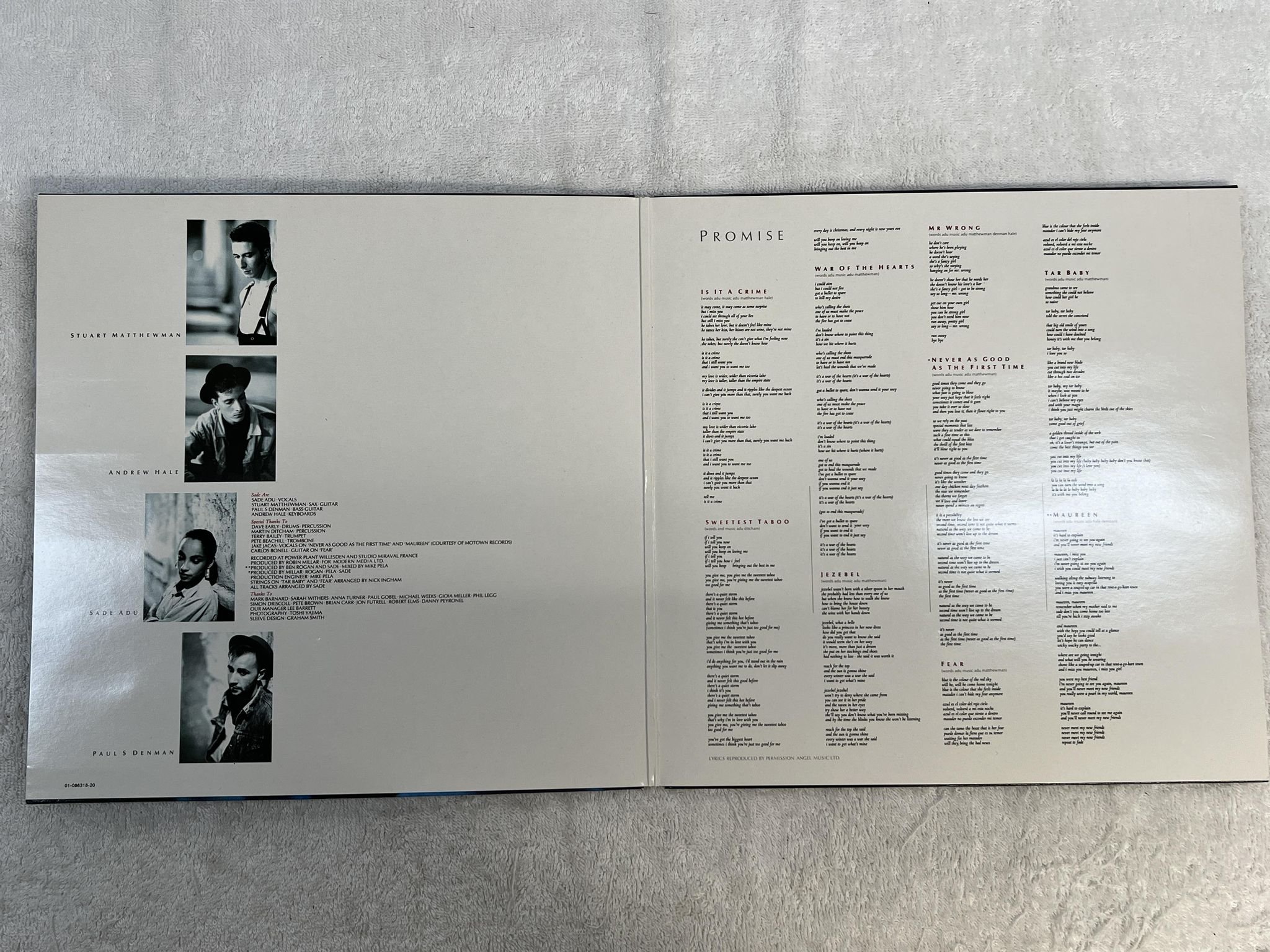 Omslagsbild för skivan SADE promise LP -85 Hol EPIC epc 86318