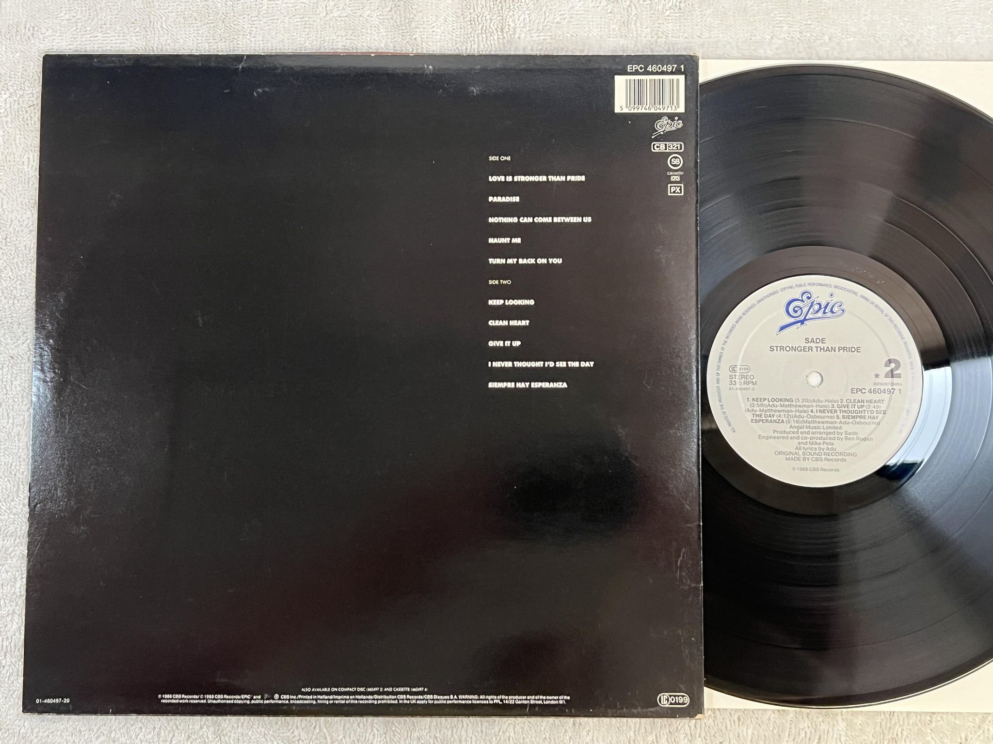 Omslagsbild för skivan SADE stronger than pride LP -88 Hol EPIC EPC 4604971