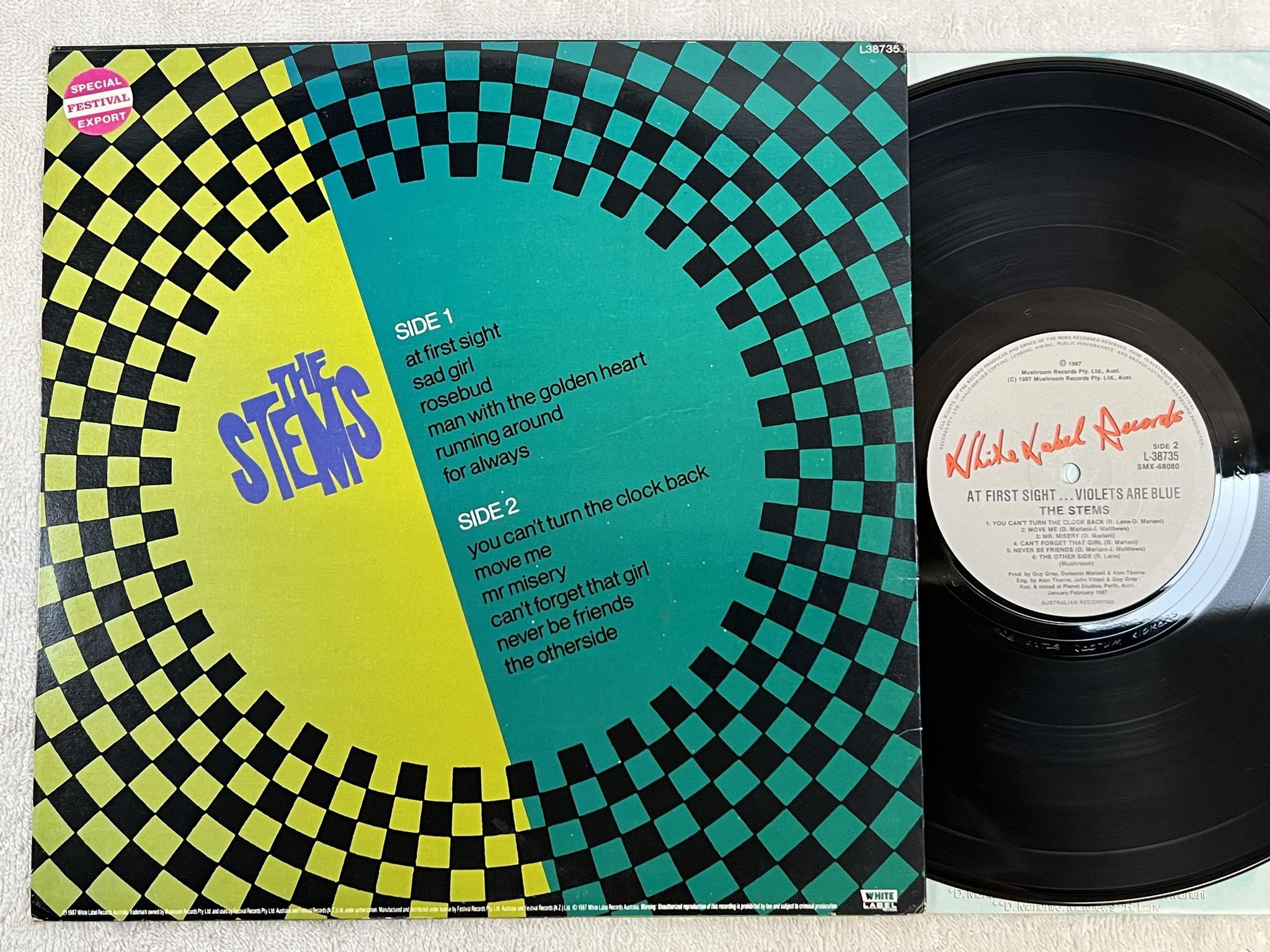 Omslagsbild för skivan THE STEMS At First Sight Violets Are Blue LP -87 Aussie L38735 ** GARAGE ROCK **