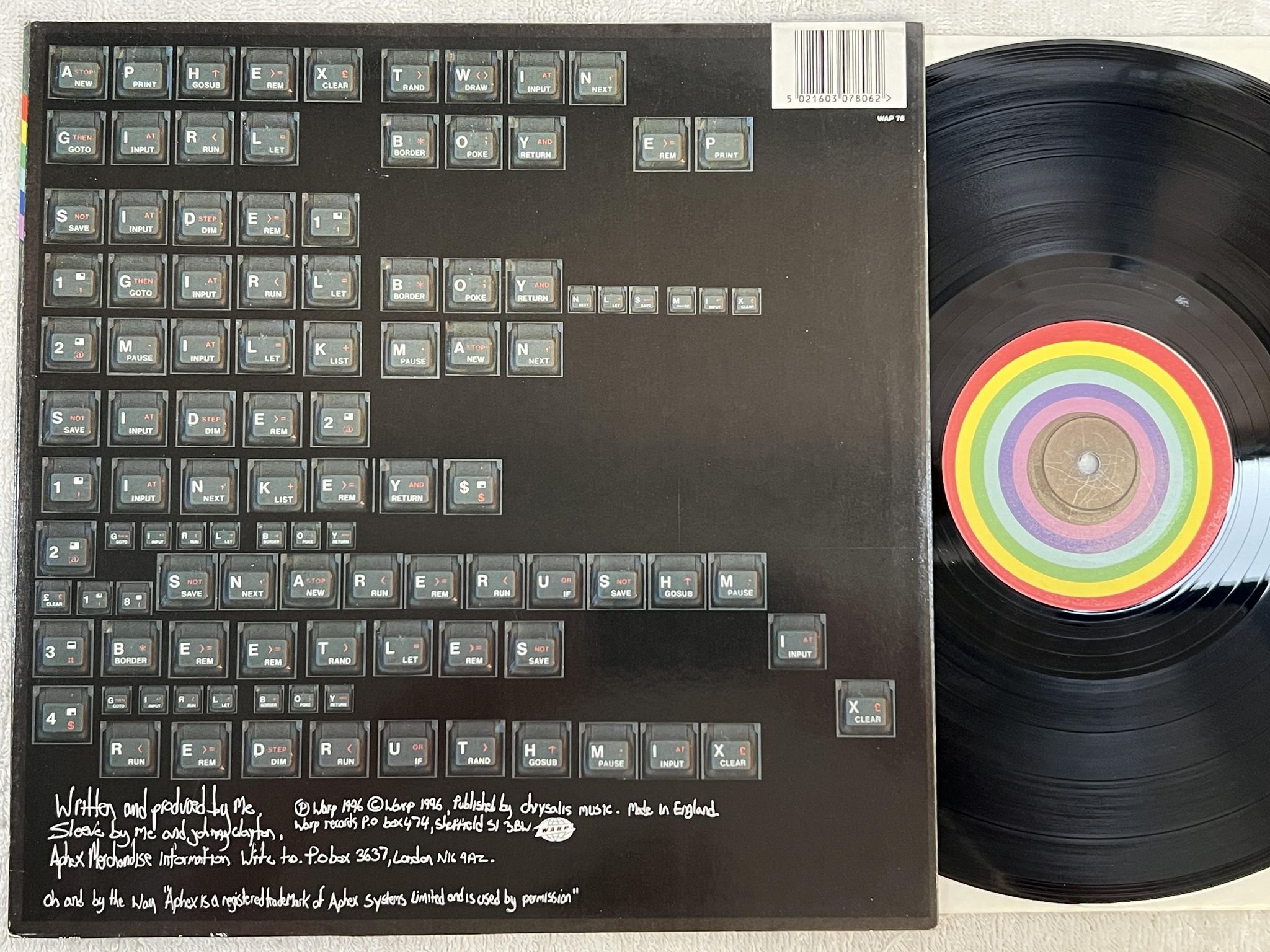 Omslagsbild för skivan APHEX TWINS "Girl/Boy" E.P. 12"ep -96 UK WARP WAP78 *** CLASSIC ***