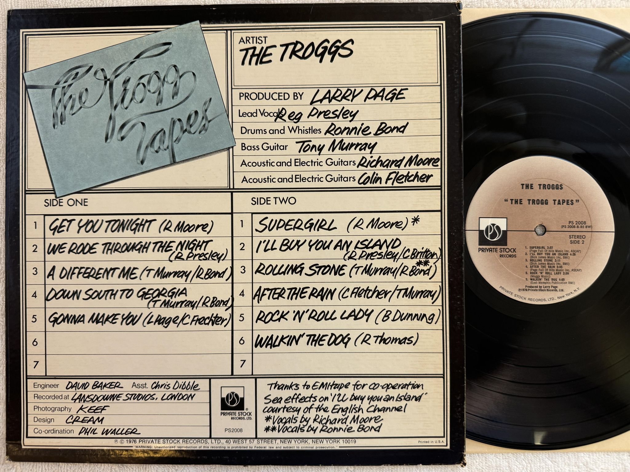 Omslagsbild för skivan THE TROGGS the trogg tapes LP -76 US PRIVATE STOCK PS 2008