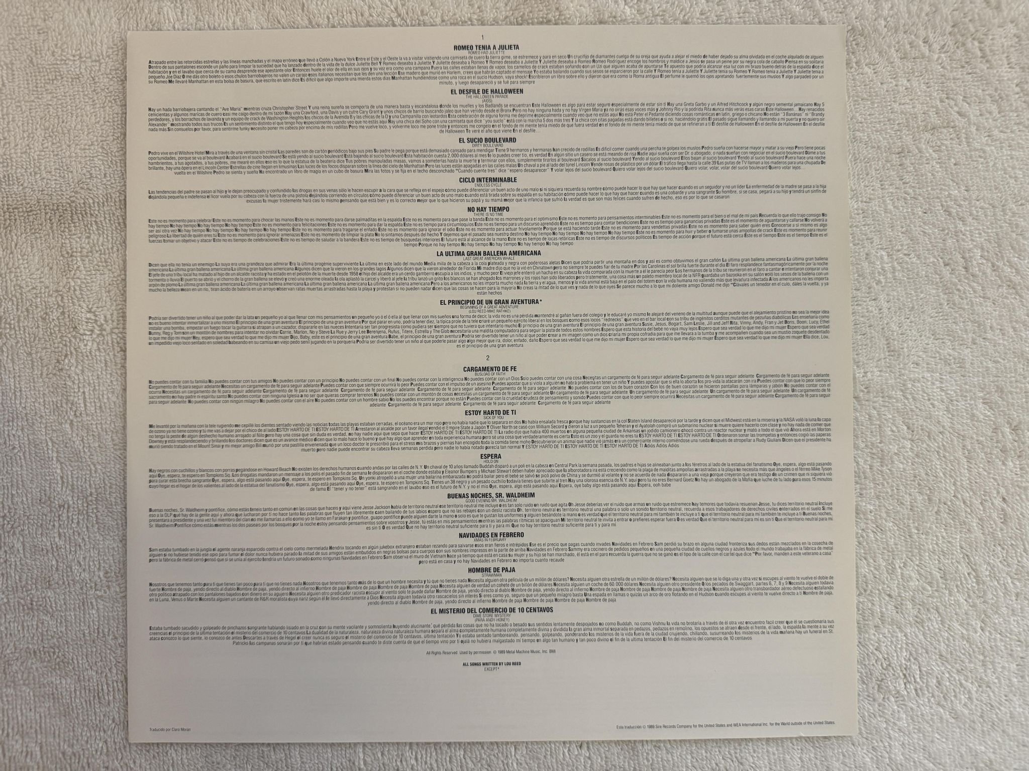 Omslagsbild för skivan LOU REED New York LP -89 Ger SIRE 925 829-1