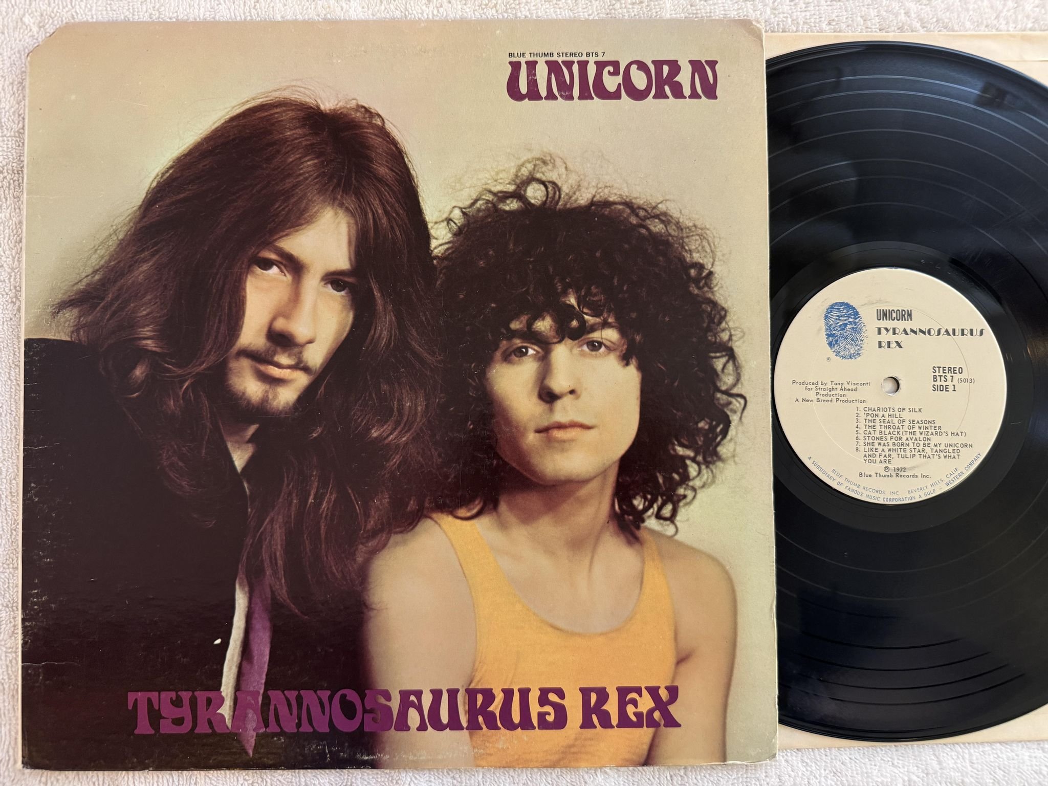 Omslagsbild för skivan TYRANNOSAURUS REX unicorn LP -72 US BLUE THUMB BTS 7
