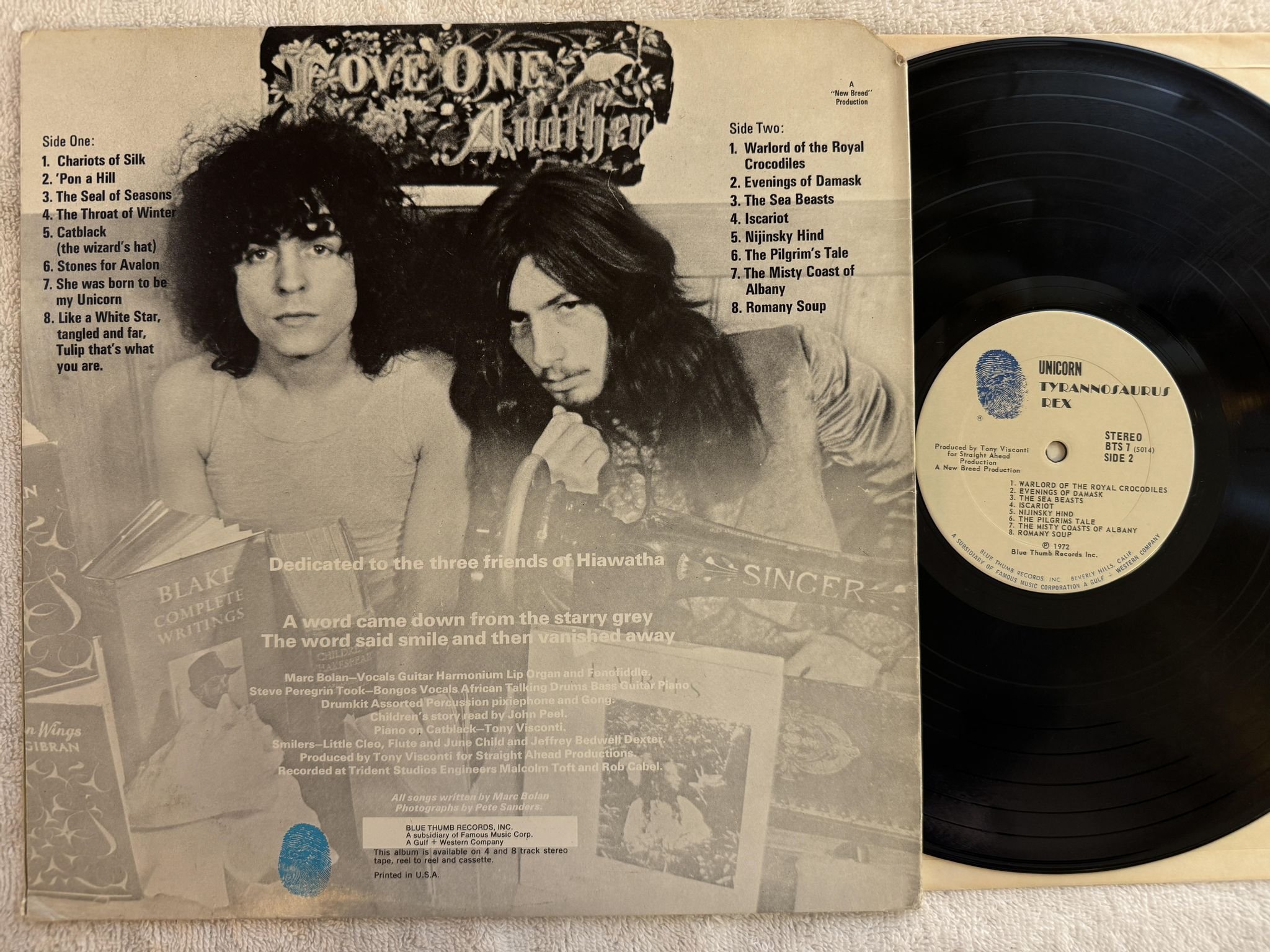 Omslagsbild för skivan TYRANNOSAURUS REX unicorn LP -72 US BLUE THUMB BTS 7