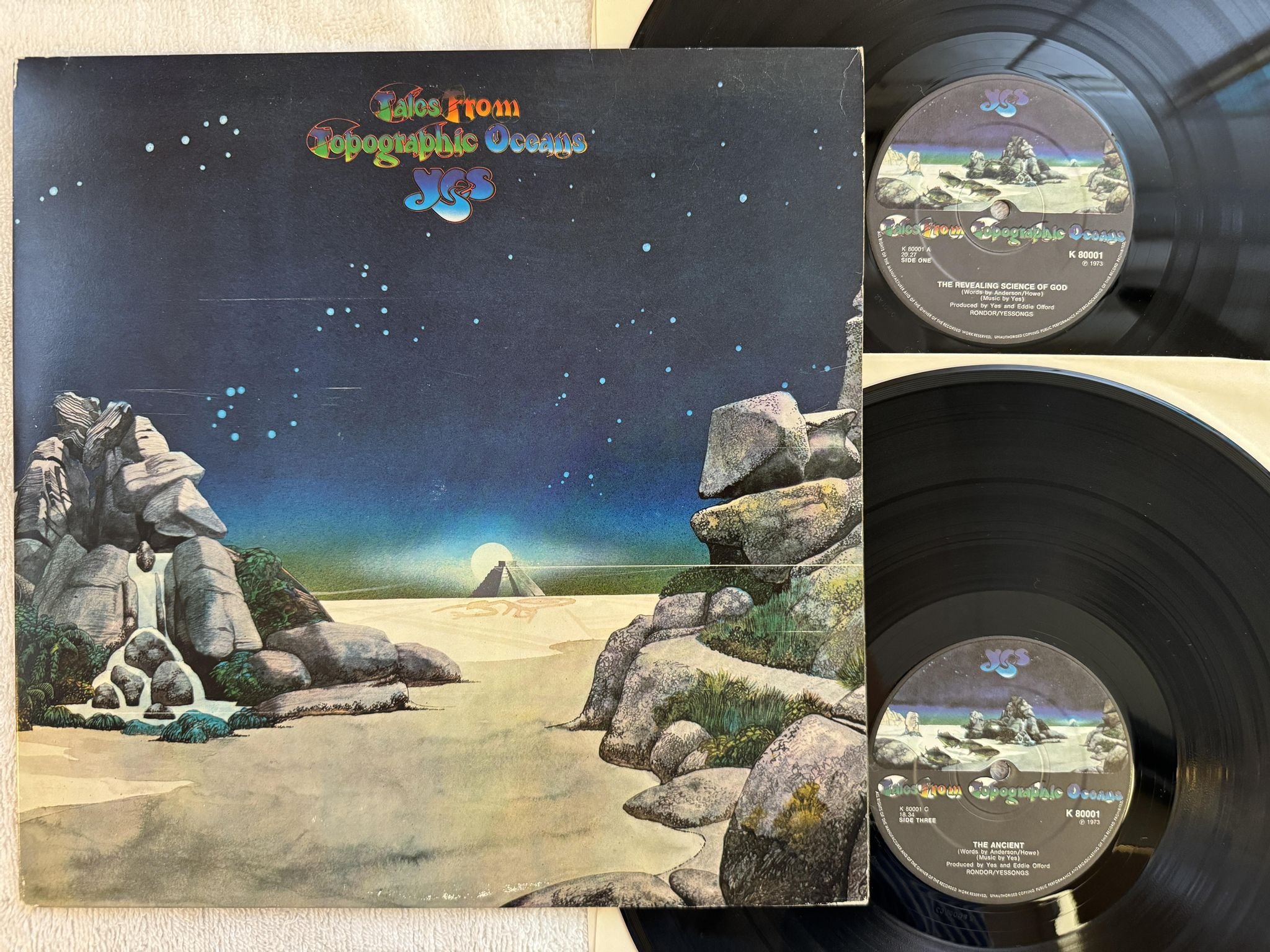 Omslagsbild för skivan YES Tales From Topographic Oceans LP -73 UK ATLANTIC K 80001