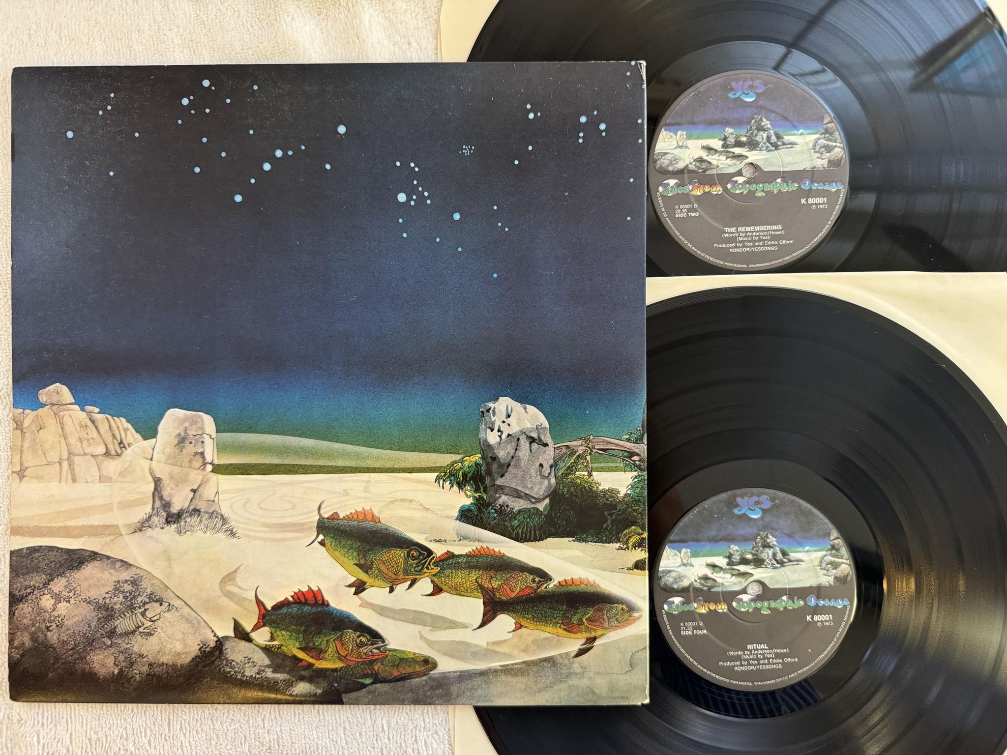 Omslagsbild för skivan YES Tales From Topographic Oceans LP -73 UK ATLANTIC K 80001