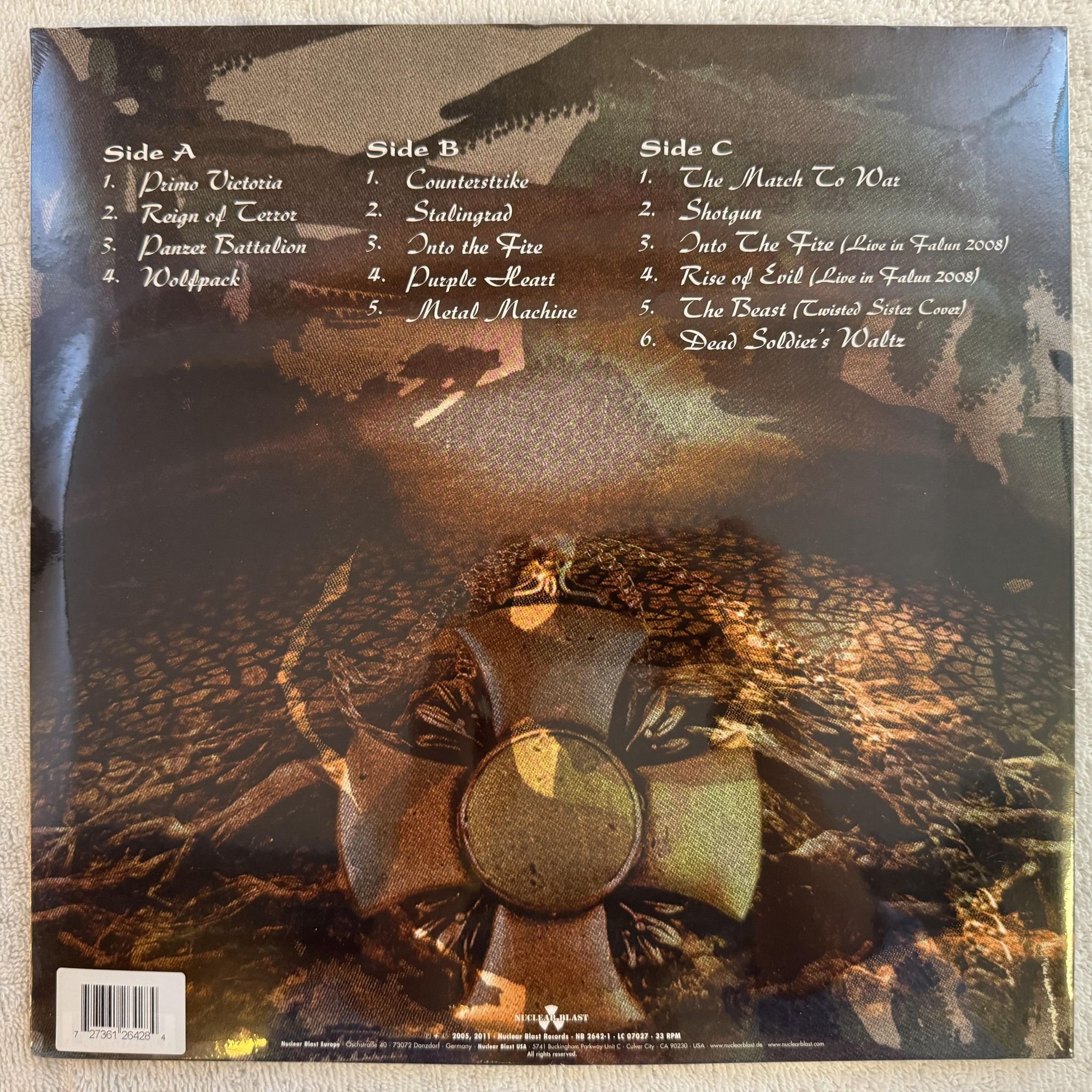 Omslagsbild för skivan SABATON Primo Victoria Re-Armed LP 2016 nuclear blast NB 2642-1 * BI-COLOURED *