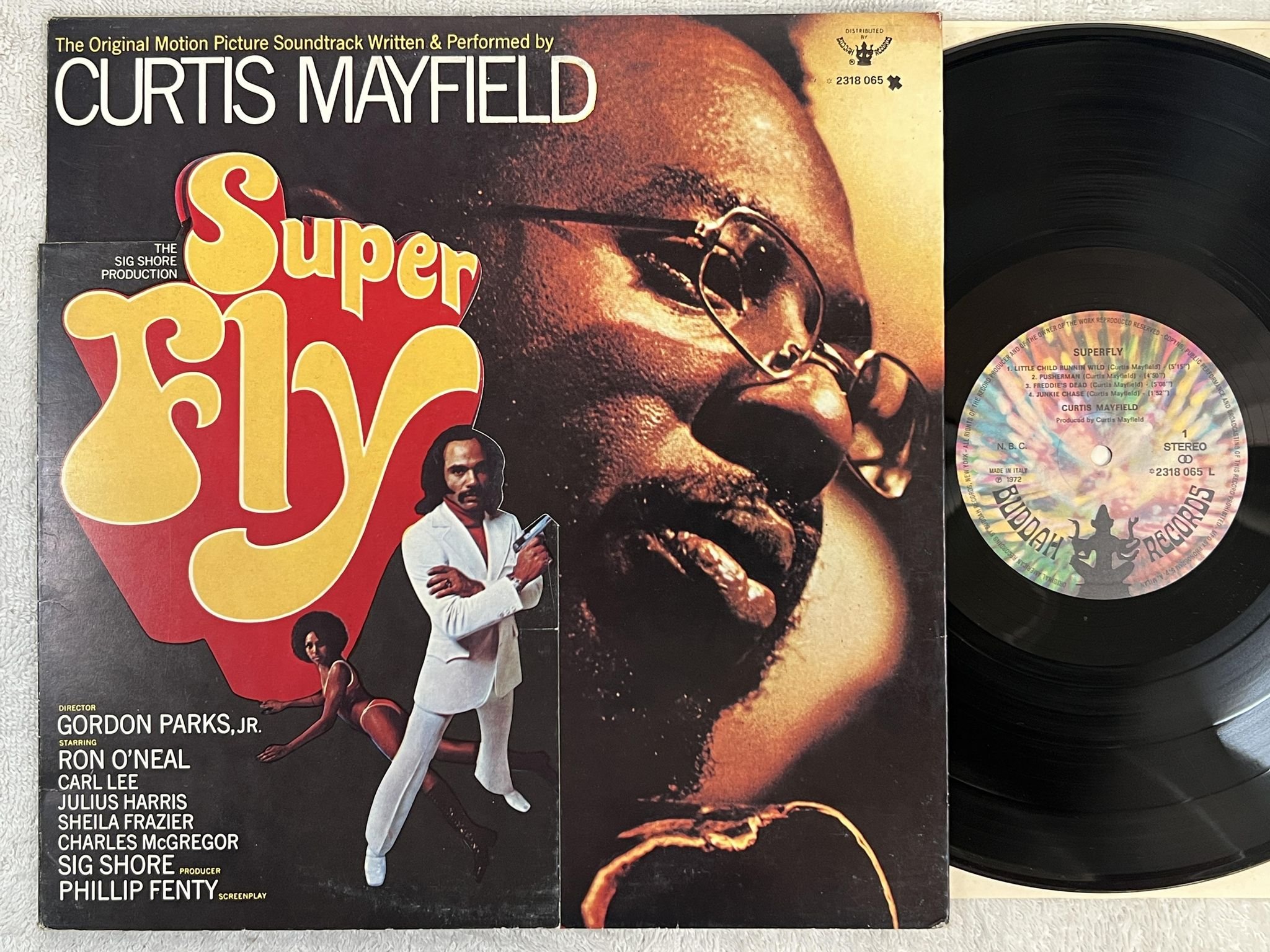 Omslagsbild för skivan CURTIS MAYFIELD superfly LP -72 Ita BUDDAH 2318065 L *** BLAXPLOITATION ***