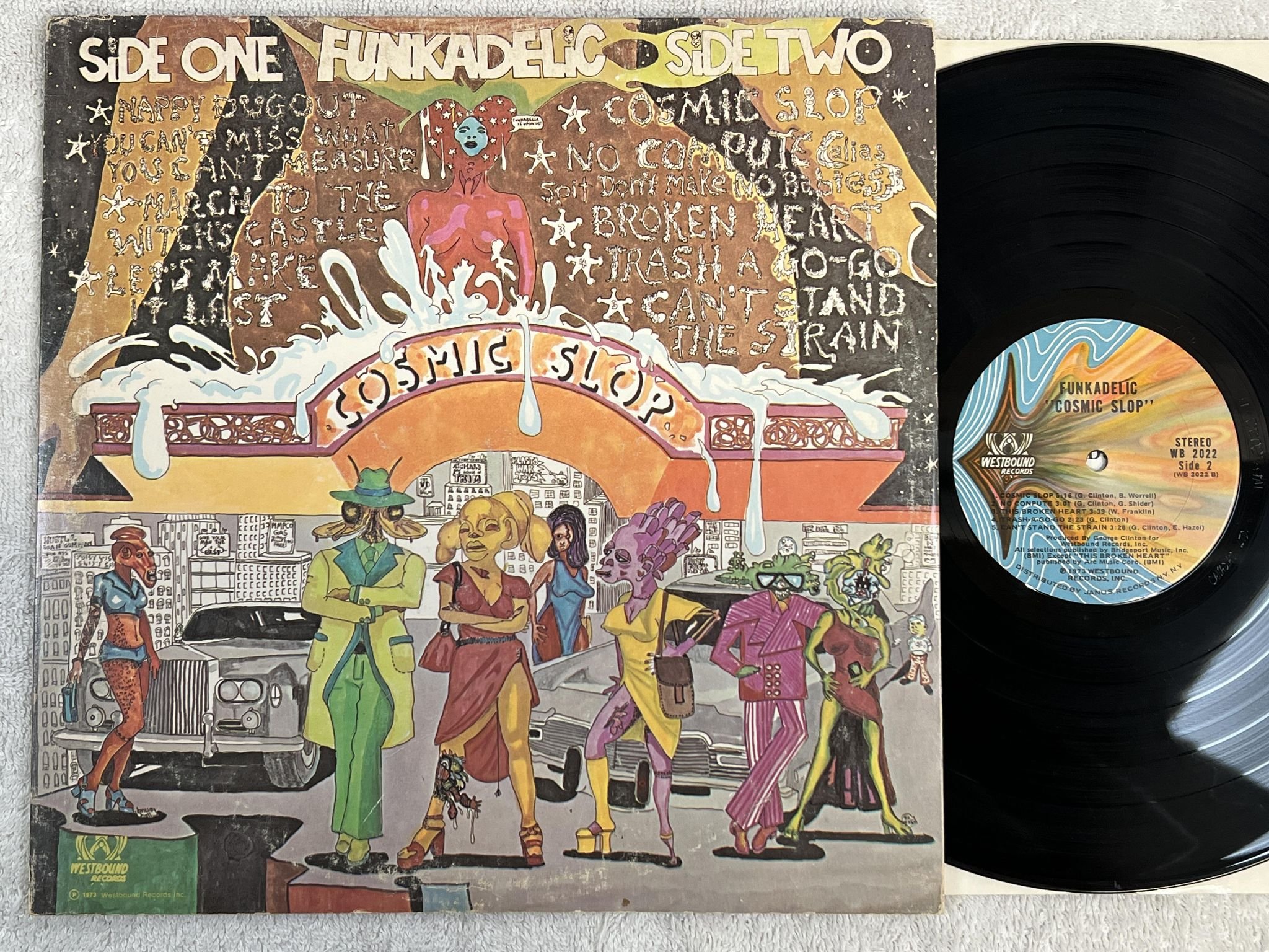 Omslagsbild för skivan FUNKADELIC cosmic slop LP -72 US WESTBOUND WB 2022 *** OG FUNK ***
