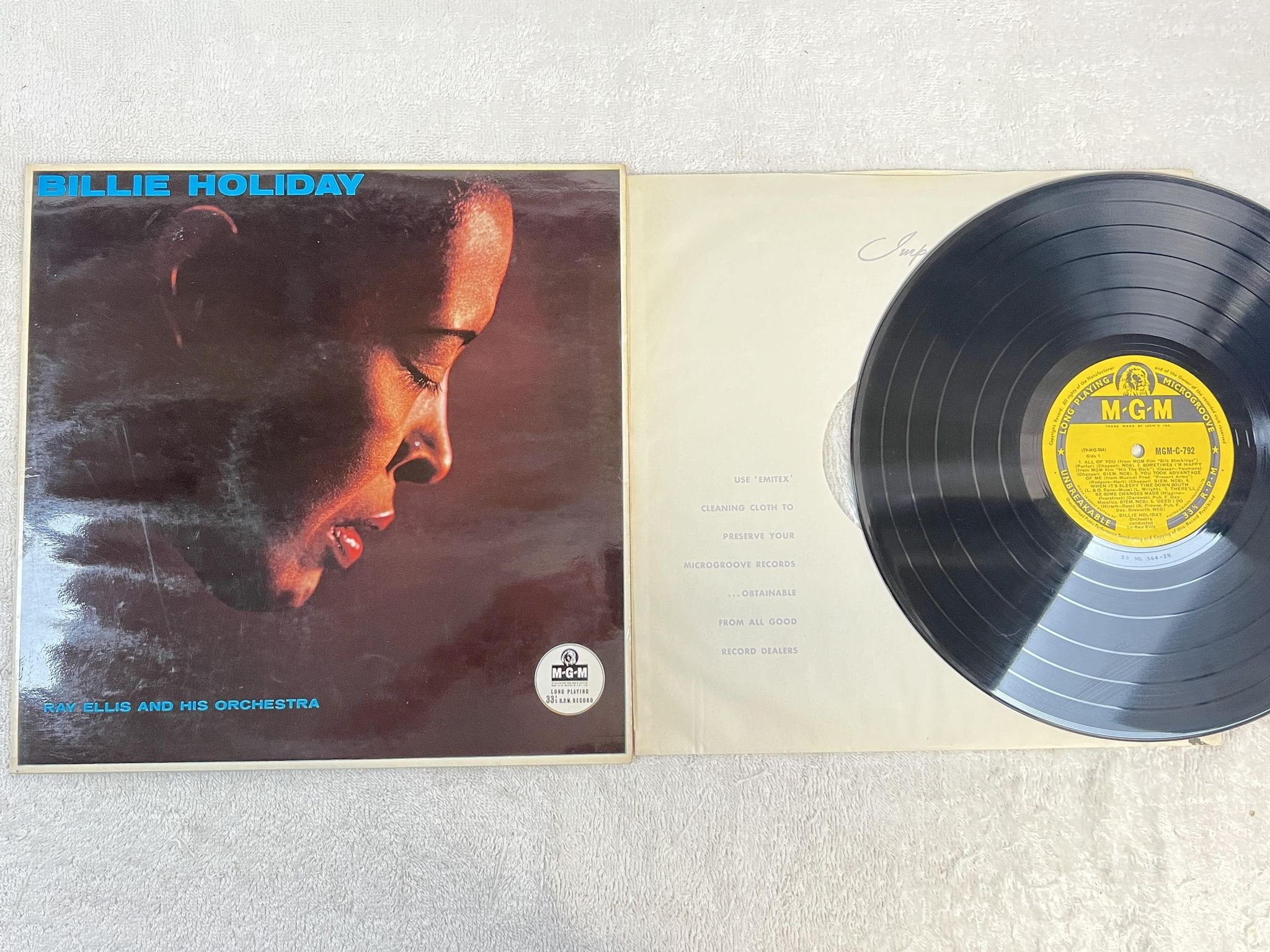 Omslagsbild för skivan BILLIE HOLIDAY With Ray Ellis And His Orchestra LP -59 UK MGM C 792 *** WOW ***