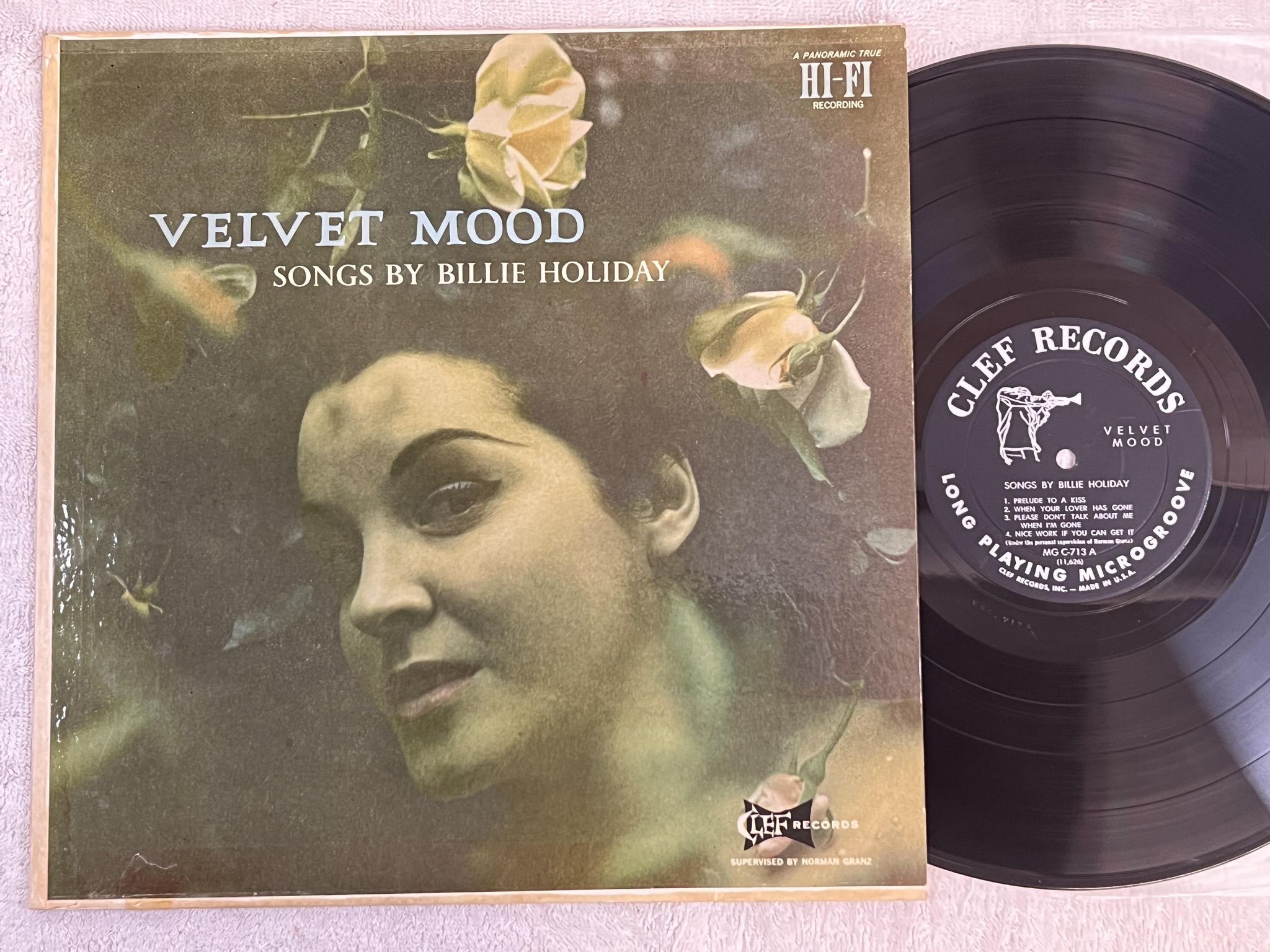 Omslagsbild för skivan BILLIE HOLIDAY songs by LP -56 US CLEF RECORDS MG C-713 *** RARE ***