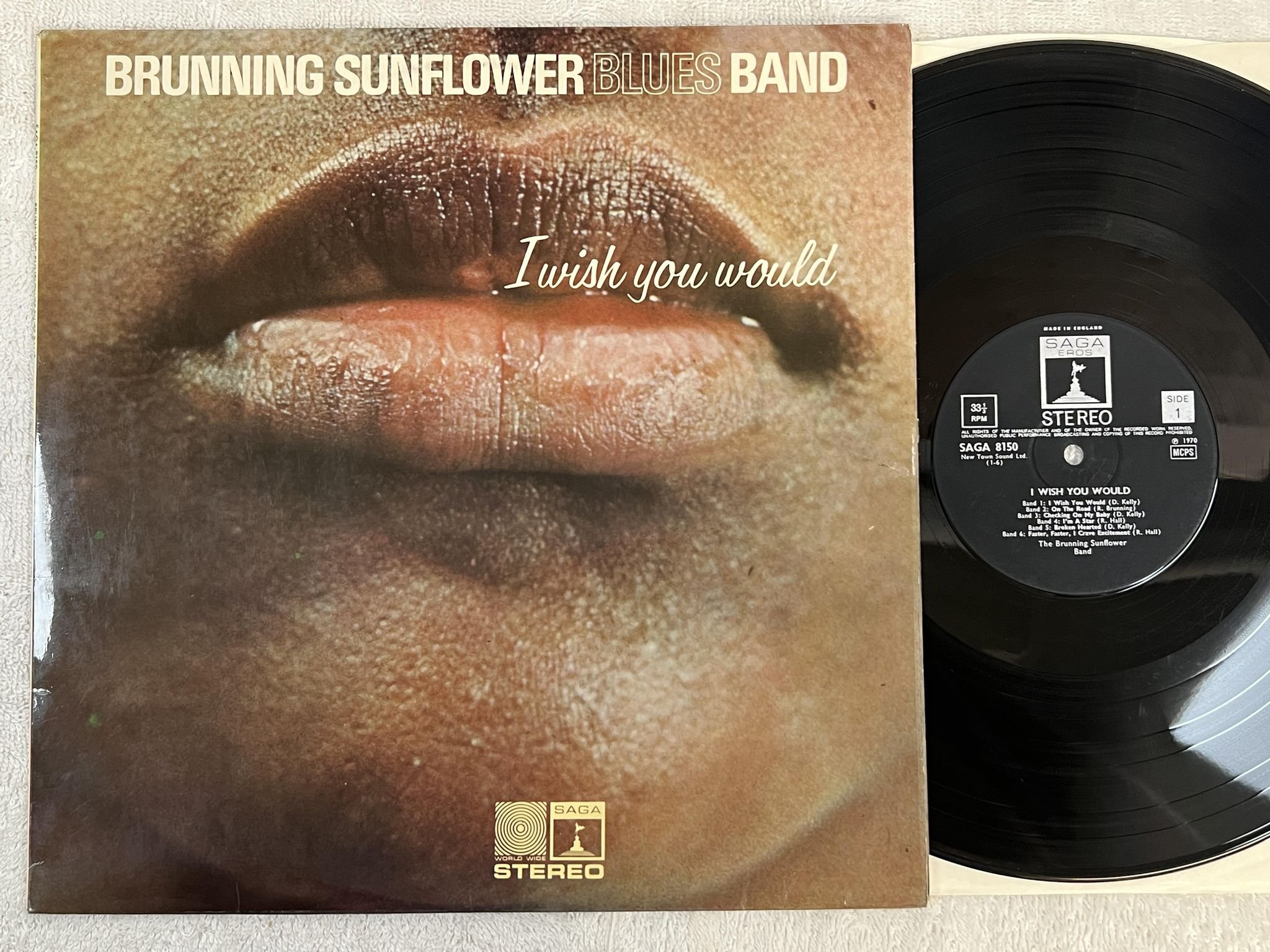 Omslagsbild för skivan THE BRUNNING SUNFLOWER BAND I wish you would LP -70 UK SAGA 8150