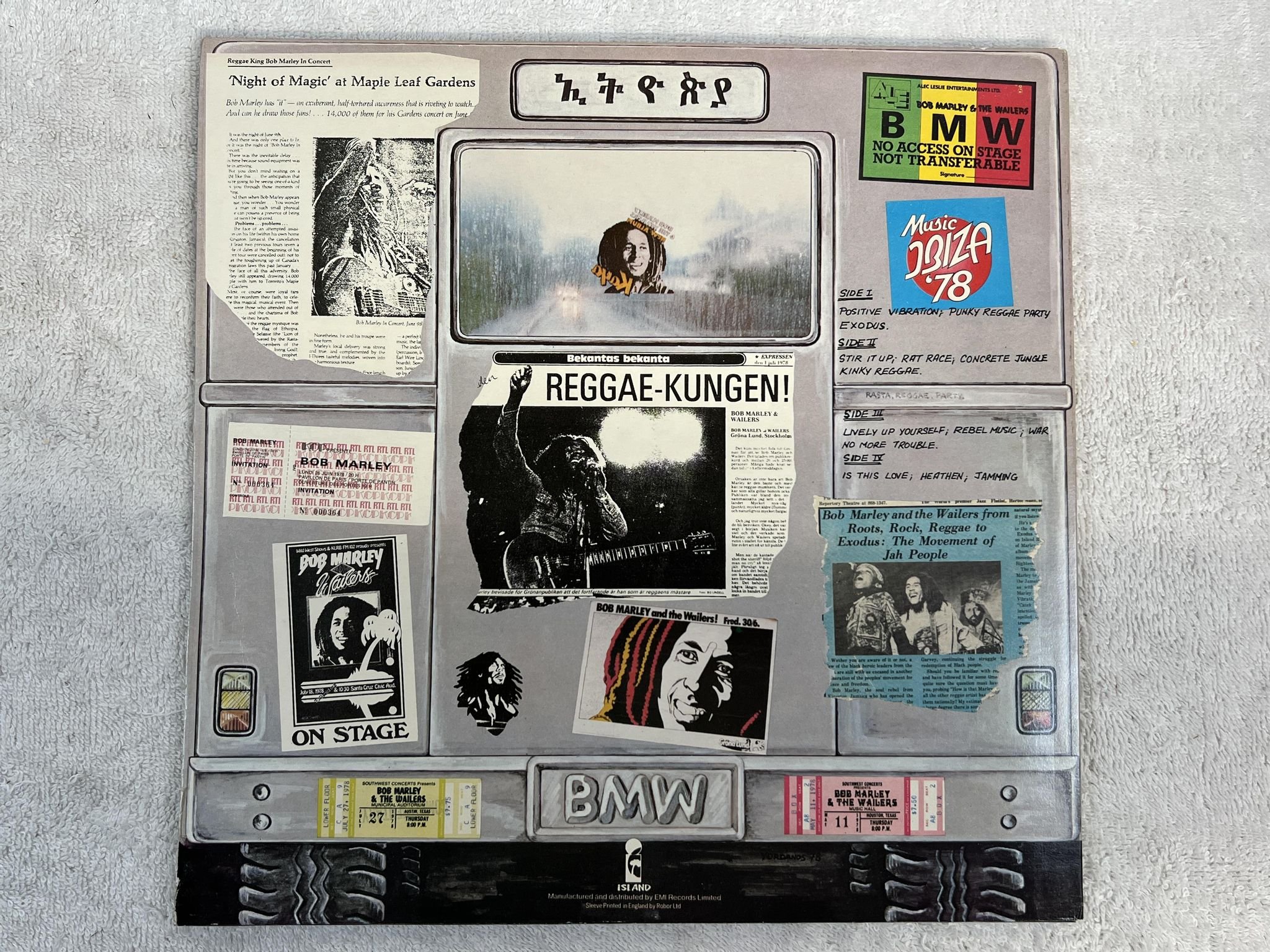 Omslagsbild för skivan BOB MARLEY babylon by bus 2xLP -78 ncb ISLAND ISLD 11 *** closed windows ***