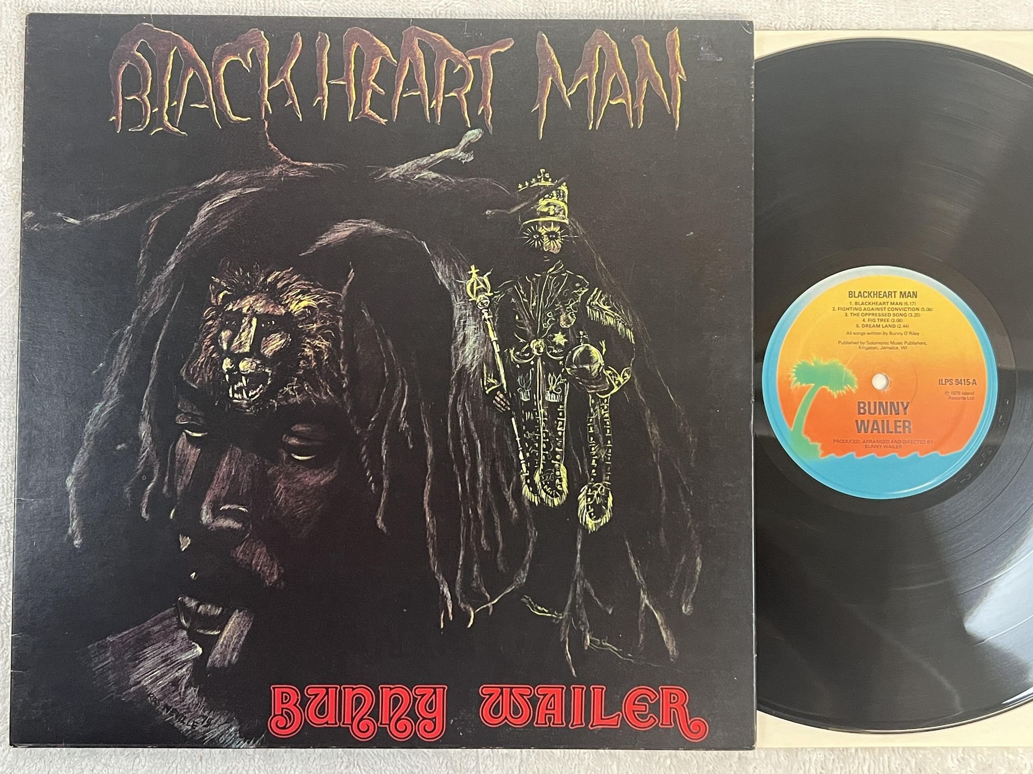Omslagsbild för skivan BUNNY WAILER blackheart man LP -76 UK ISLAND ILPS 9415